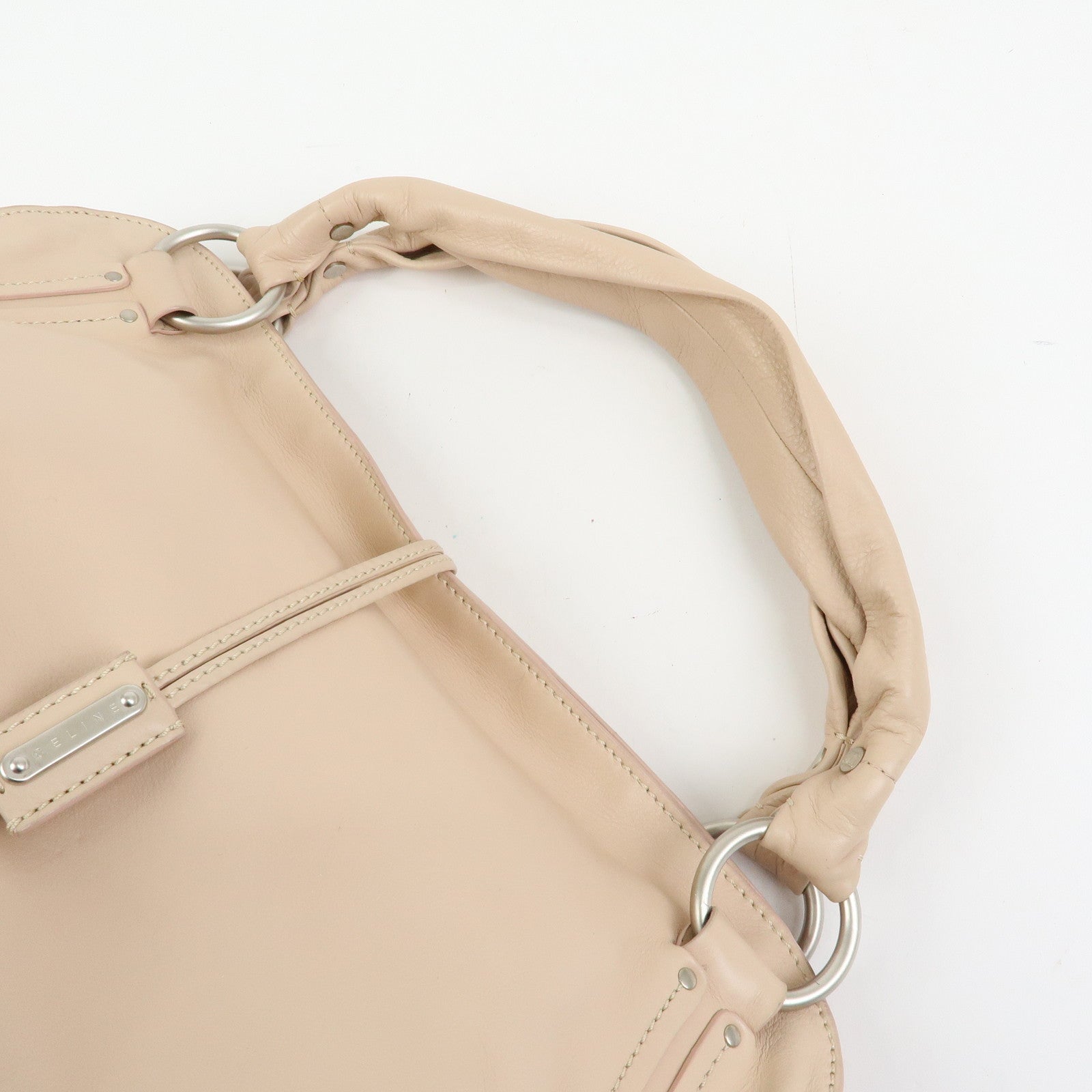 CELINE Bittersweet Leather Shoulder Bag Hand Bag Pink Beige