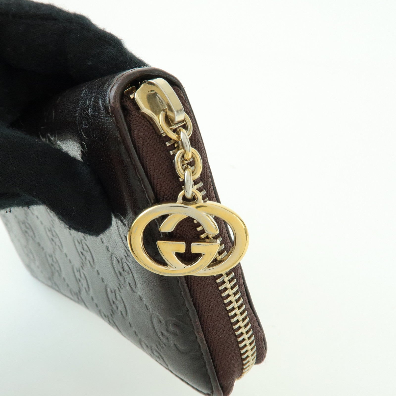GUCCI Interlocking G Guccissima Leather Round Zippy Long Wallet