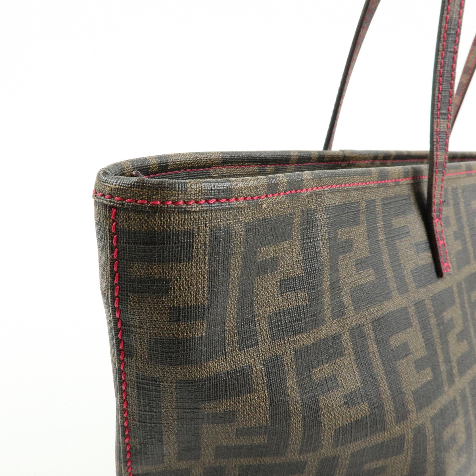 FENDI Zucca PVC Tote Bag Shoulder Bag Brown Black 8BH198