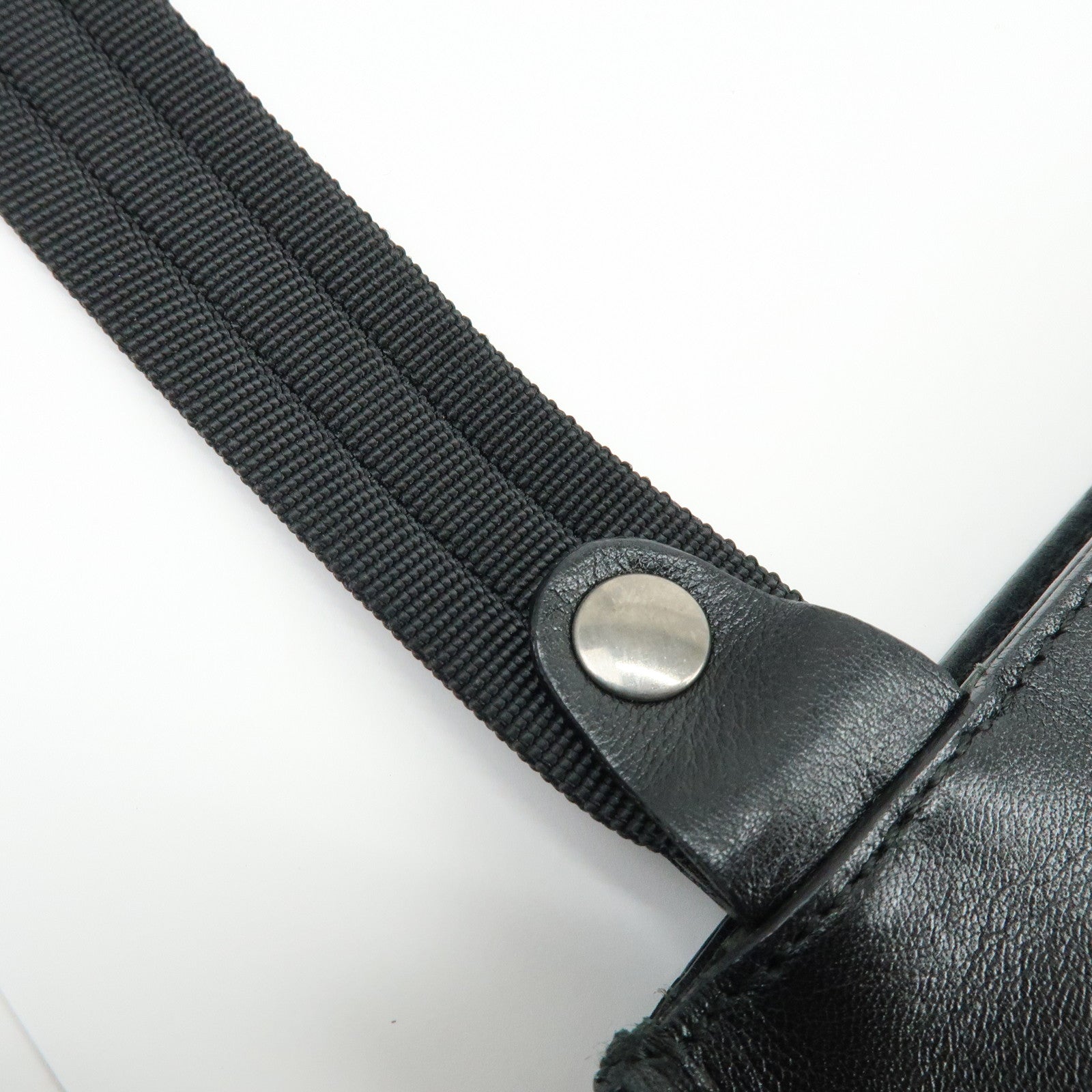 Ferragamo Gancini Canvas Leather Shoulder Bag Crossbody Bag Black