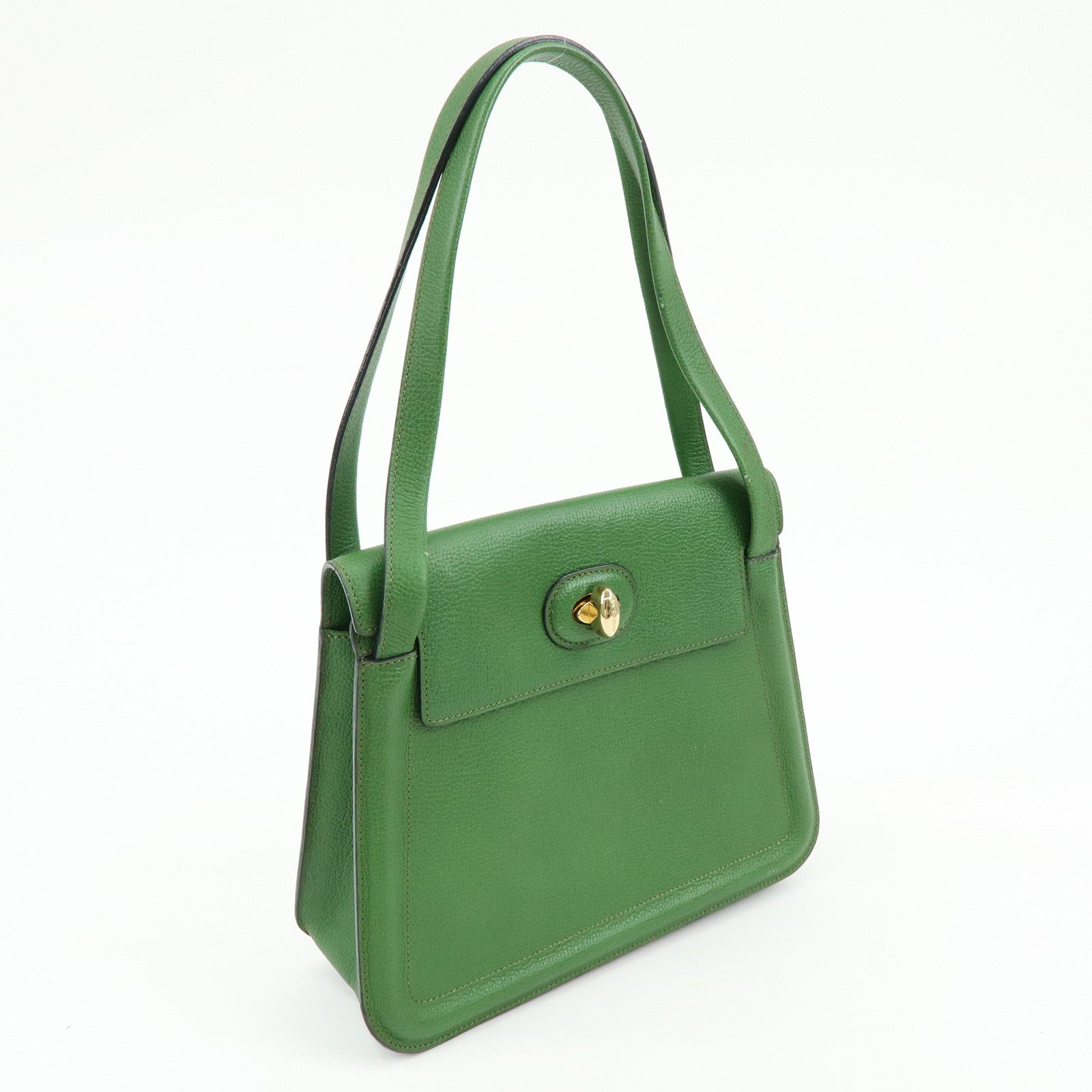DELVAUX Louise Leather Shoulder Bag Hand Bag Green