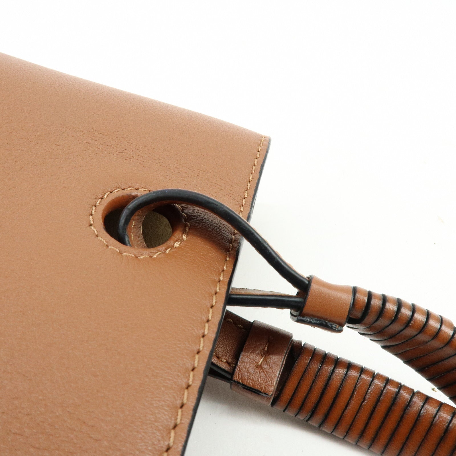 LOEWE Anagram Calf Leather 2Way Bag Hand Bag Shoulder Bag Brown