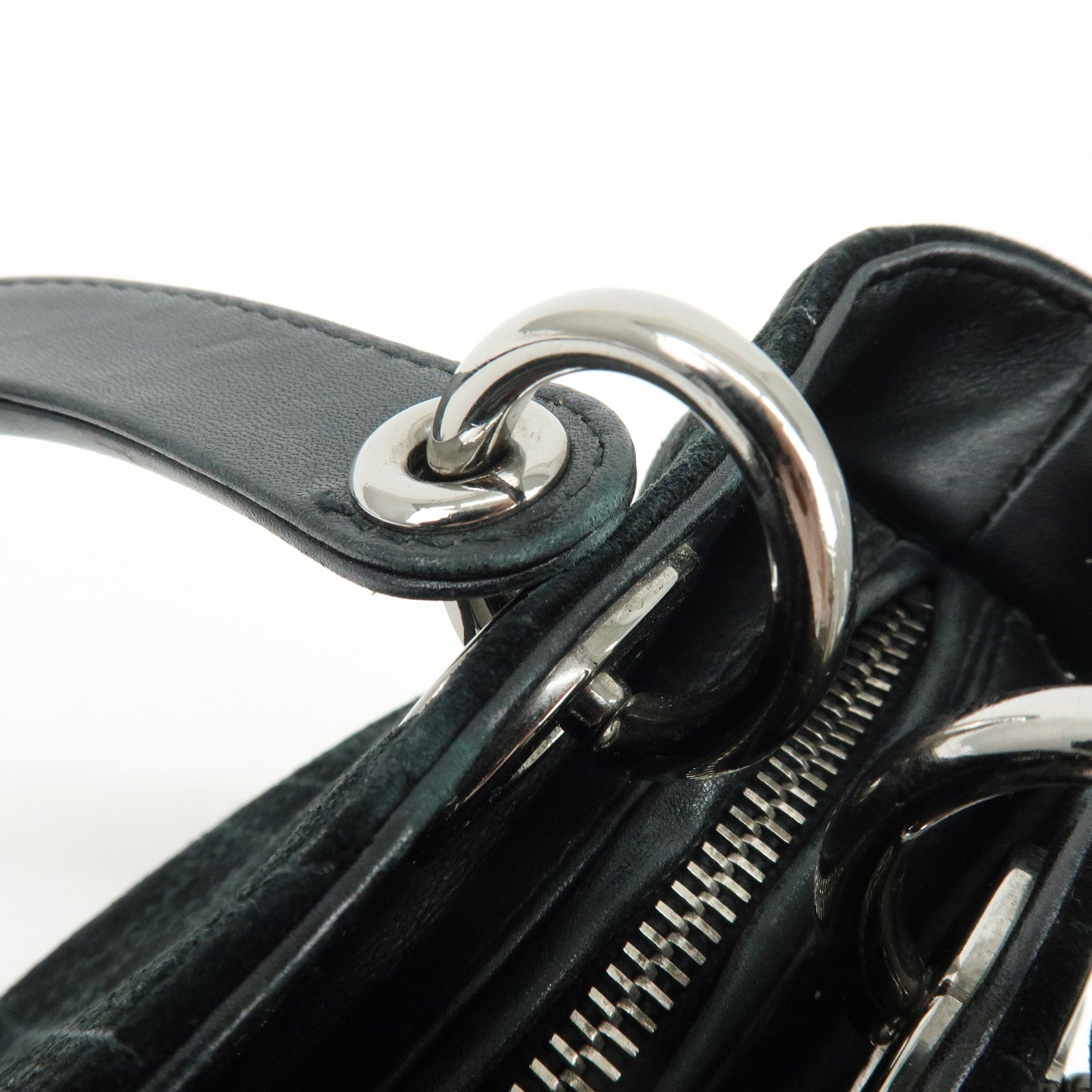 Christian Dior Cannage Lady Dior Suede Leather Hand Bag Black