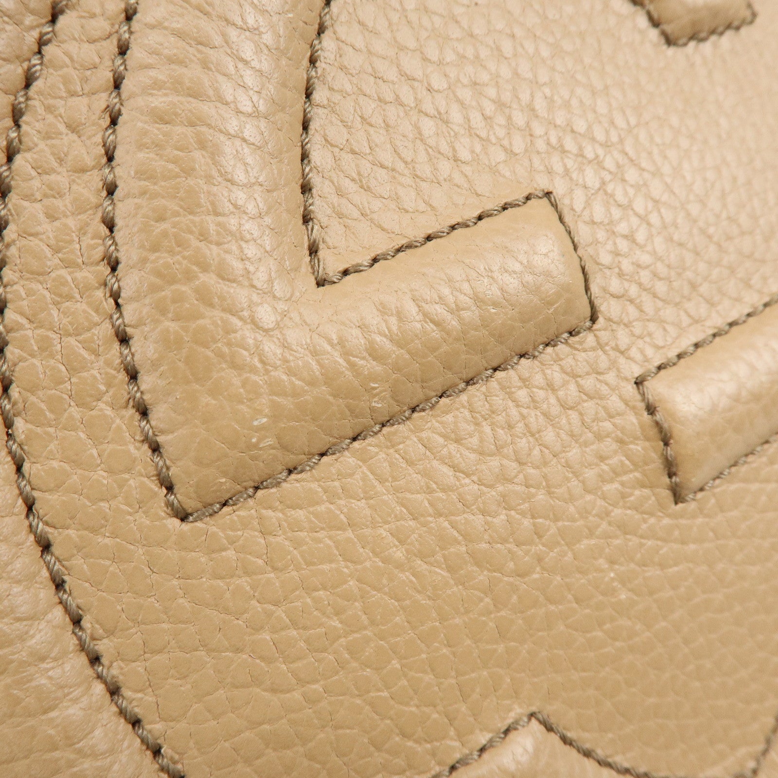 GUCCI SOHO Interlocking G Leather Chain Shoulder Bag Beige 536196