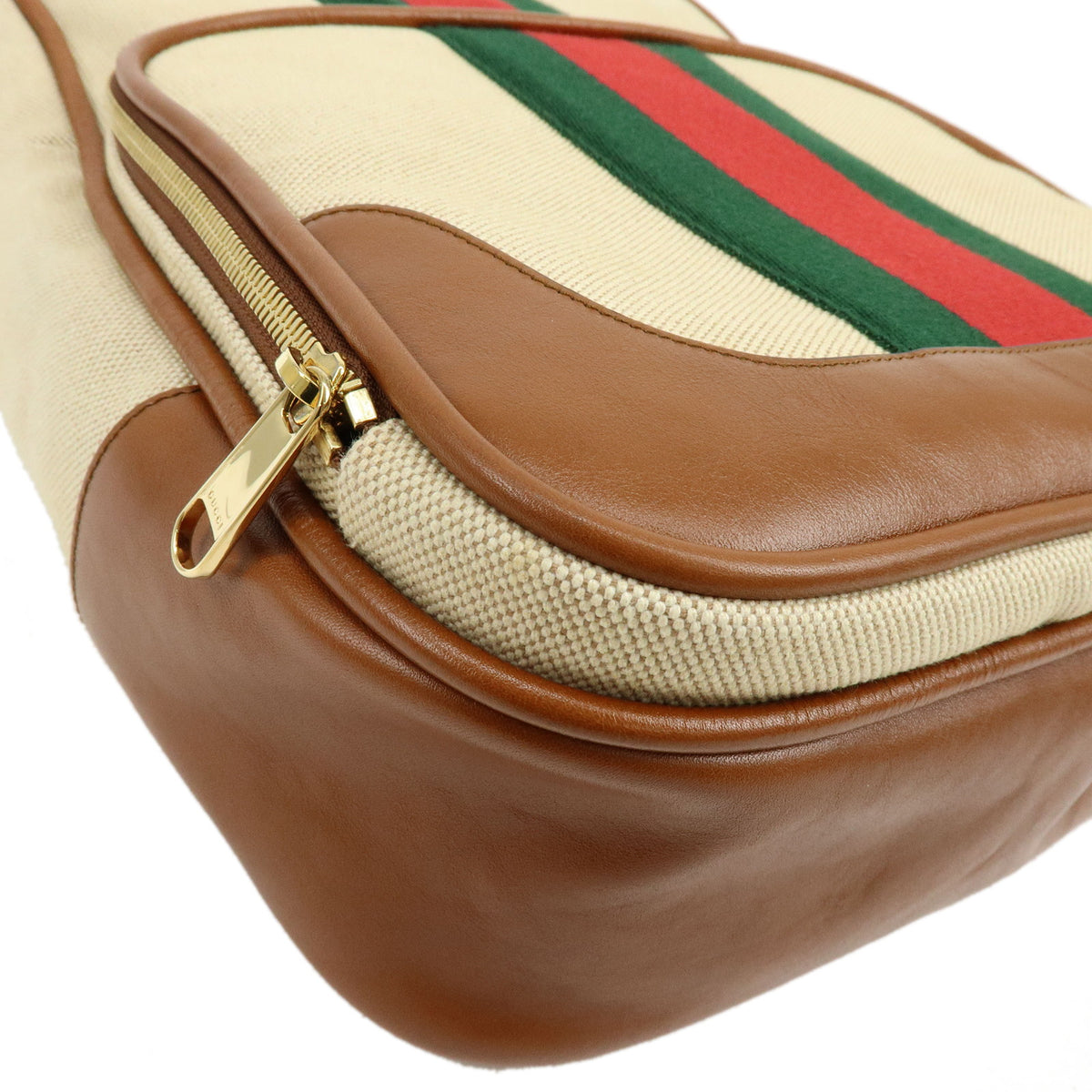 GUCCI Sherry Canvas Leather Backpack Rucksack Beige Brown 575063
