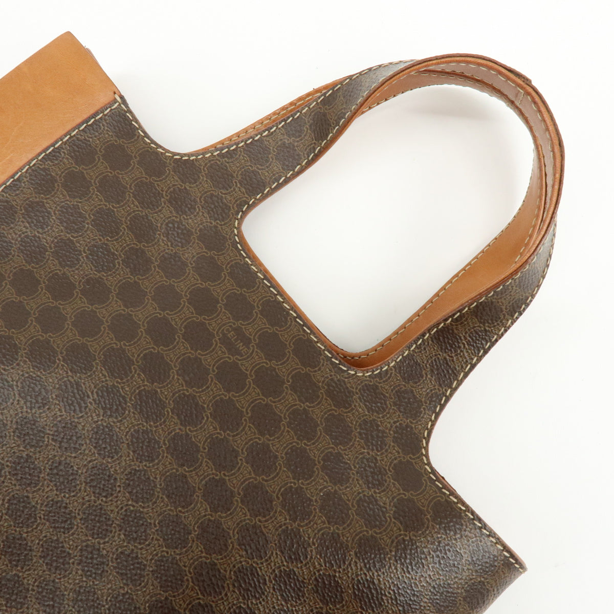 CELINE Macadam Logo PVC Leather Tote Bag Hand Bag Brown