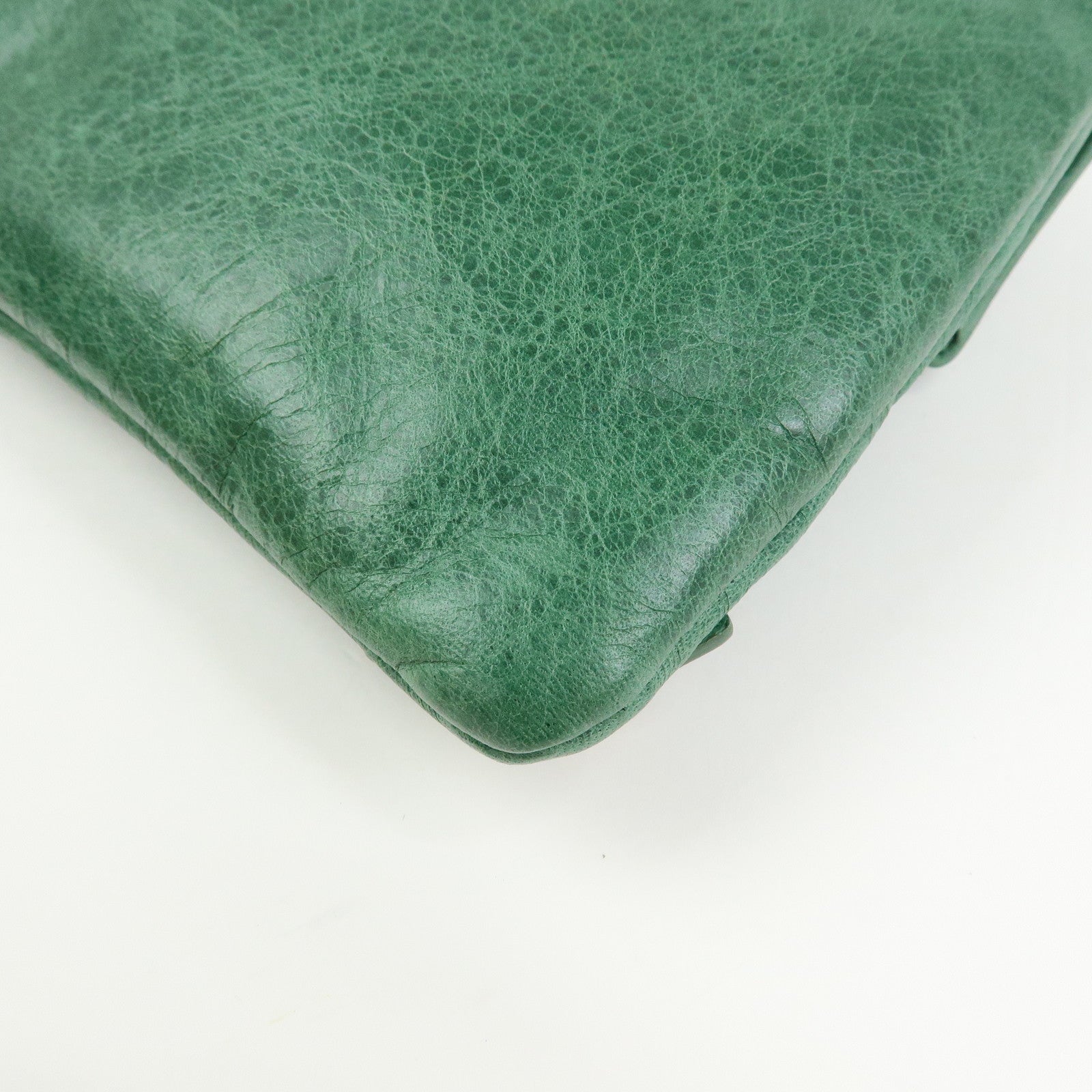 BALENCIAGA Giant Envelope Leather Clutch Bag Pouch Green 186182