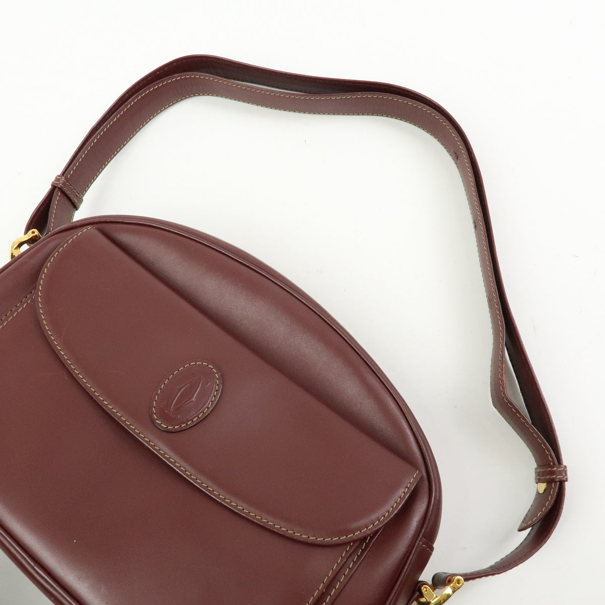 Cartier Must de Cartier Leather Shoulder Bag Bordeaux