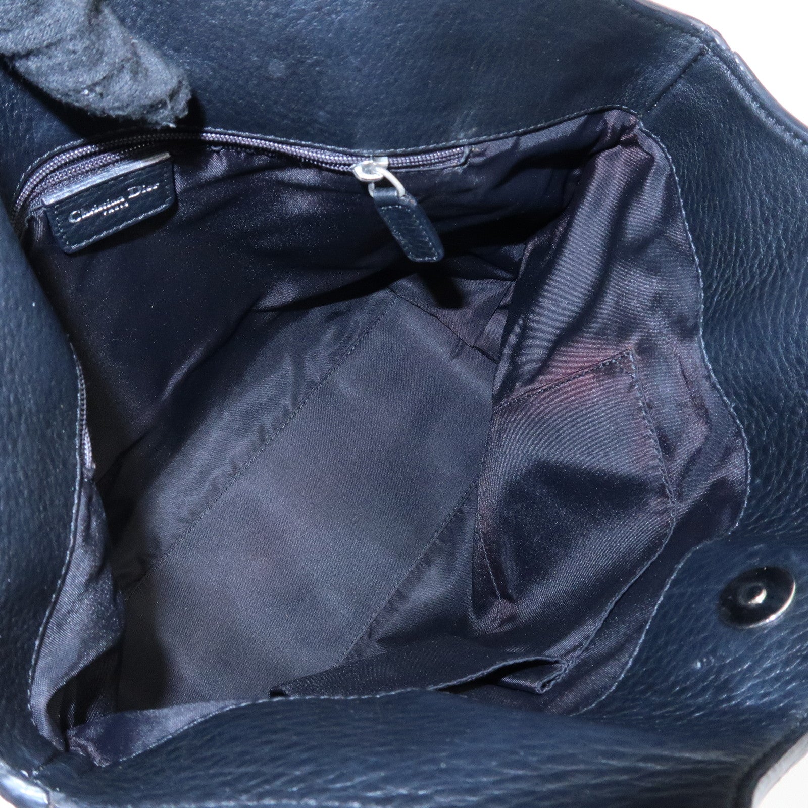 Christian Dior Street Chic Trotter Canvas Leather Tote Bag Black Used