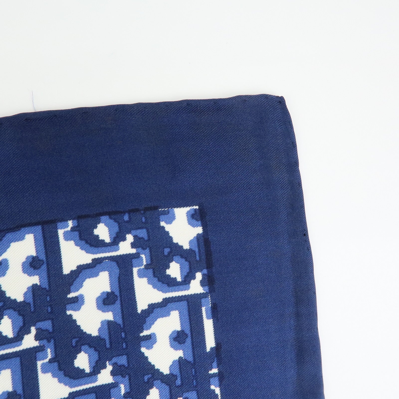 Christian Dior Trotter Silk 100% Scarf Navy Blue White