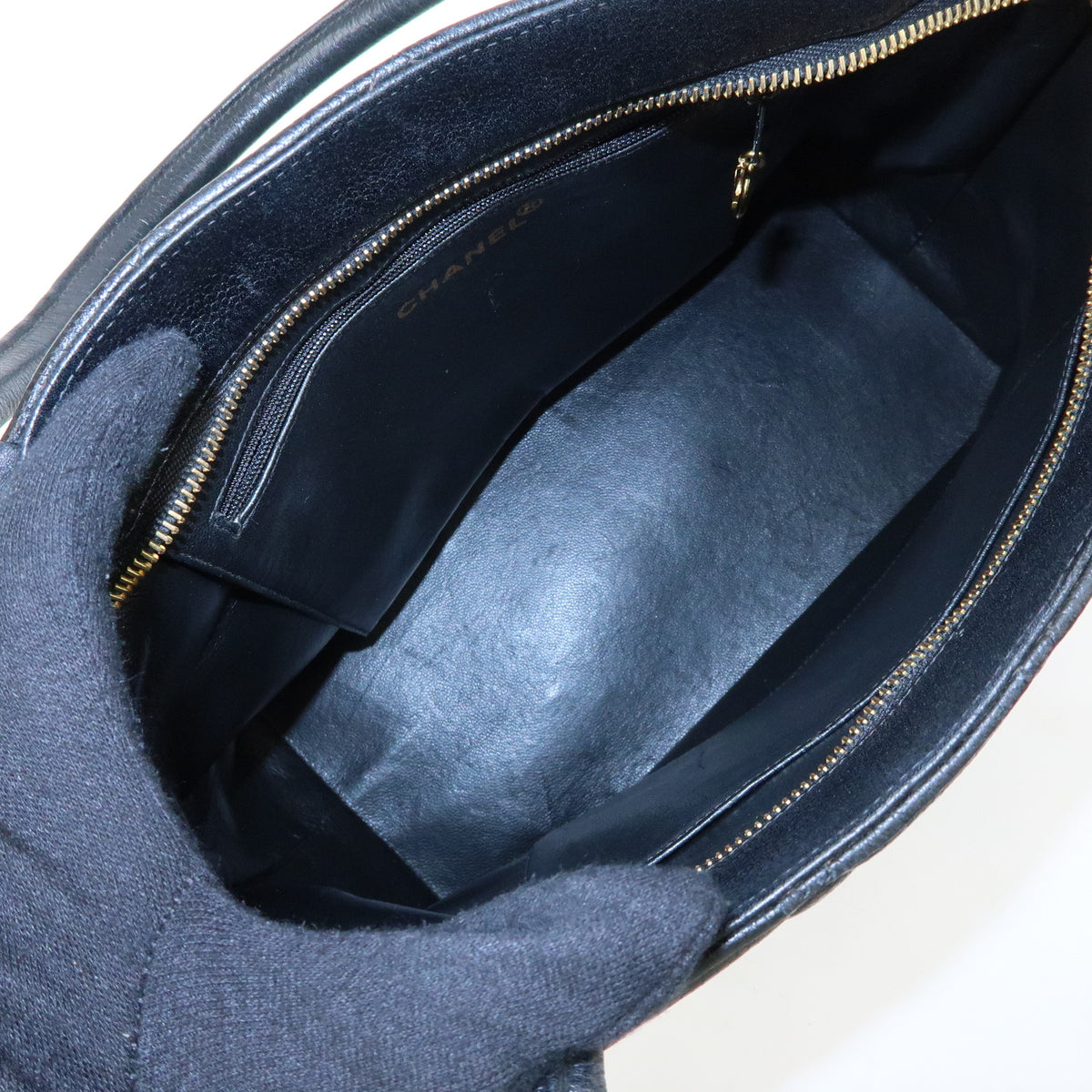 CHANEL Medallion Matelasse COCO Mark Caviarskin Tote Hand Bag A01804