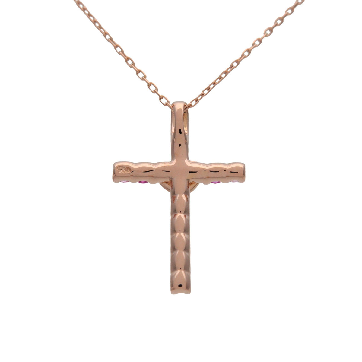 STAR JEWELRY Cross Diamond Pink Sapphire Necklace K18 PG Rose Gold
