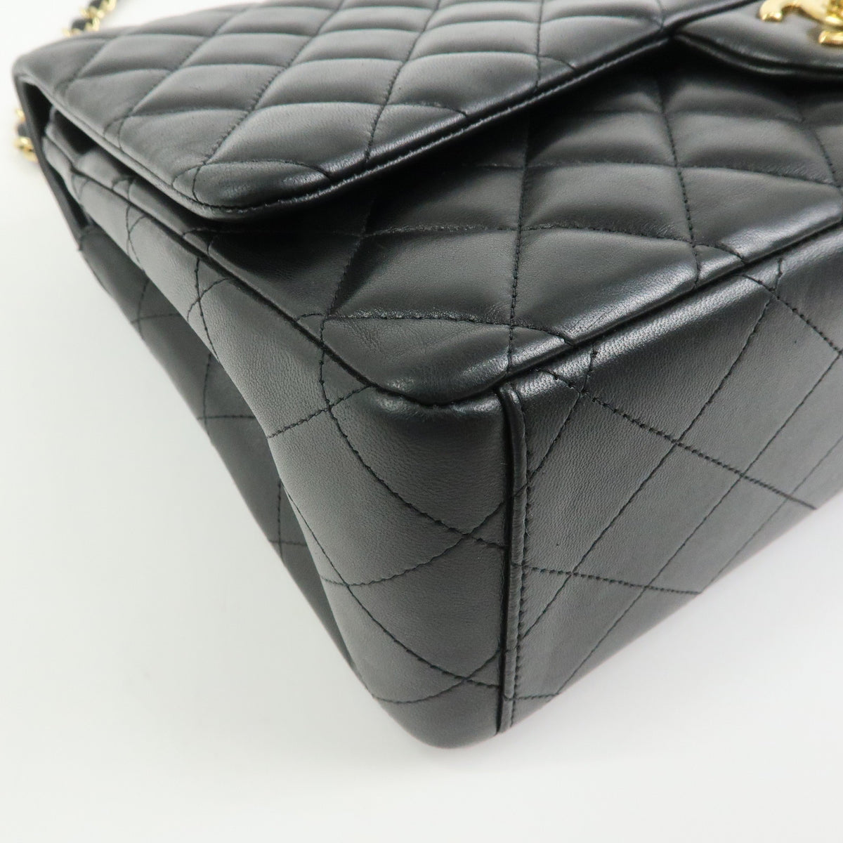 CHANEL Jumbo Matelasse 34 Lamb Skin Chain Shoulder Bag Black A01094