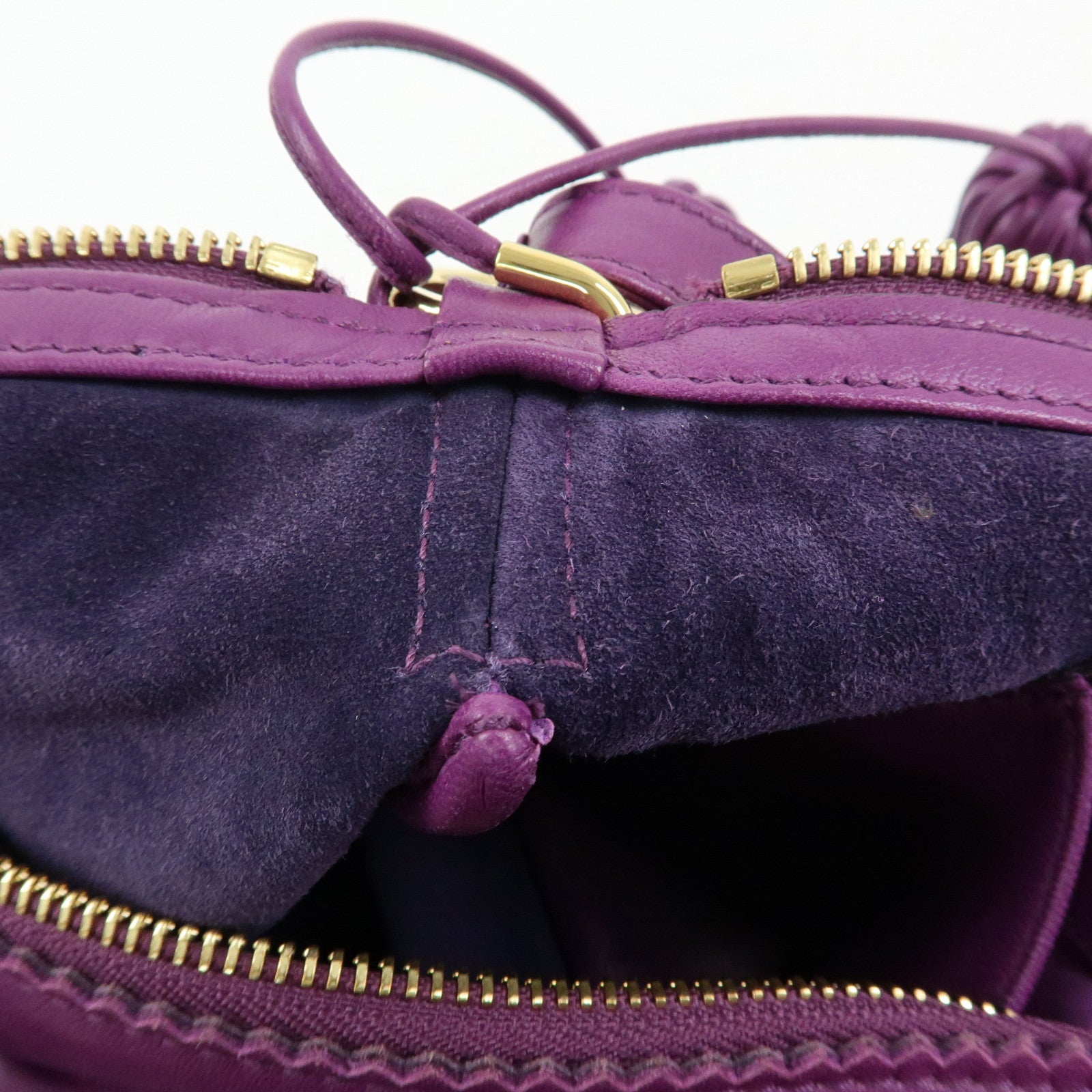 LOEWE Anagram Nappa Leather Shoulder Bag Hand Bag Brown Purple