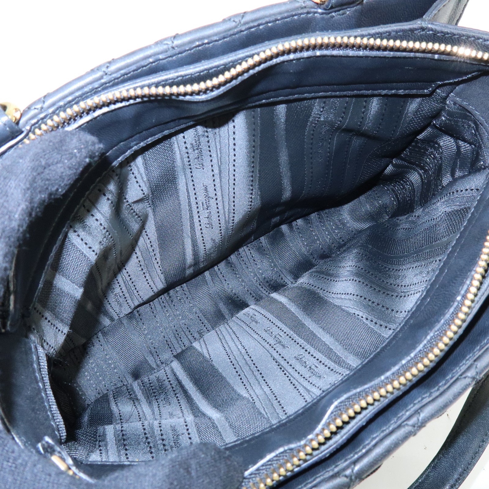 Ferragamo Vara Ribbon Leather 2Way Bag Hand Bag Shoulder Bag Black
