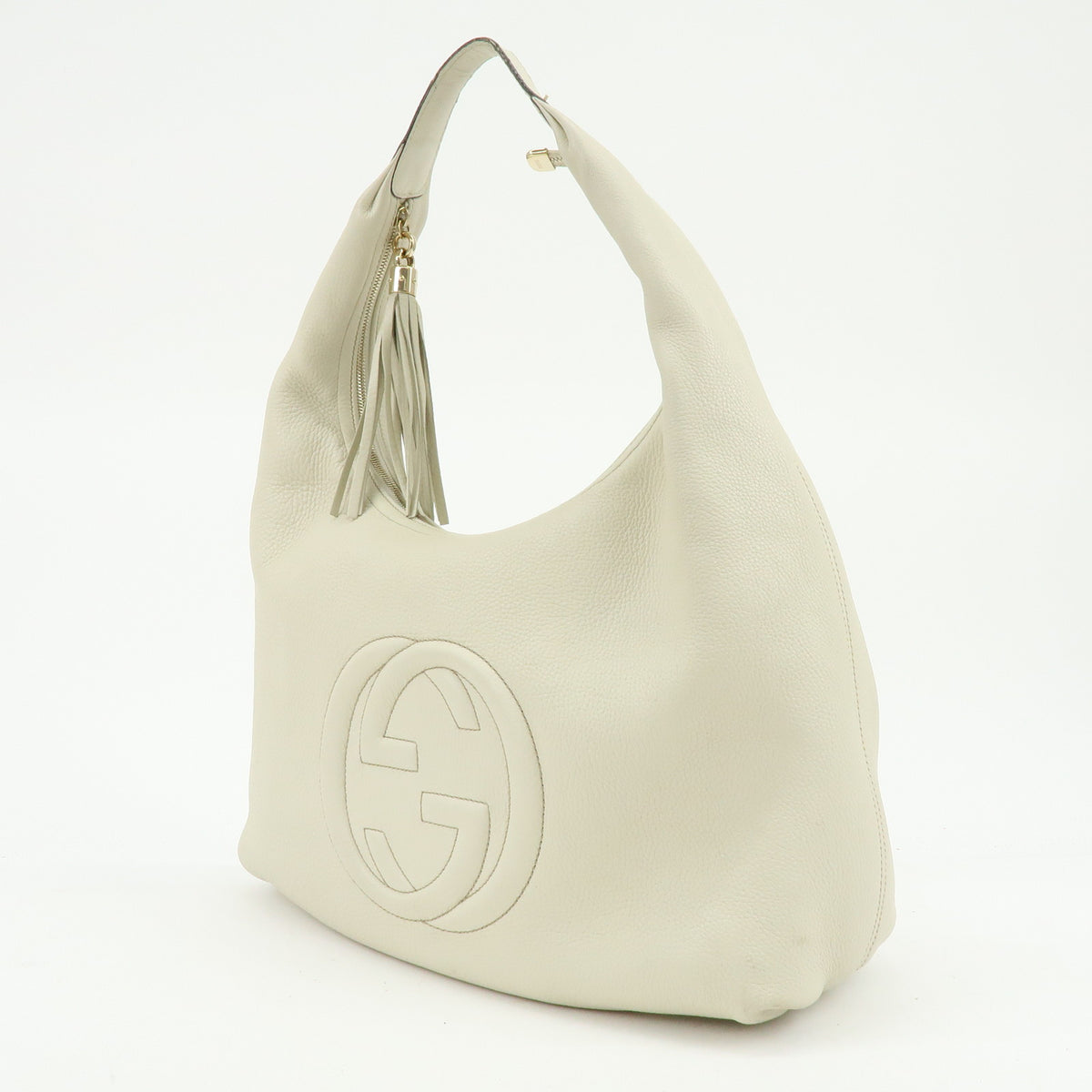 GUCCI SOHO Interlocking G Leahter Shoulder Bag White 282304