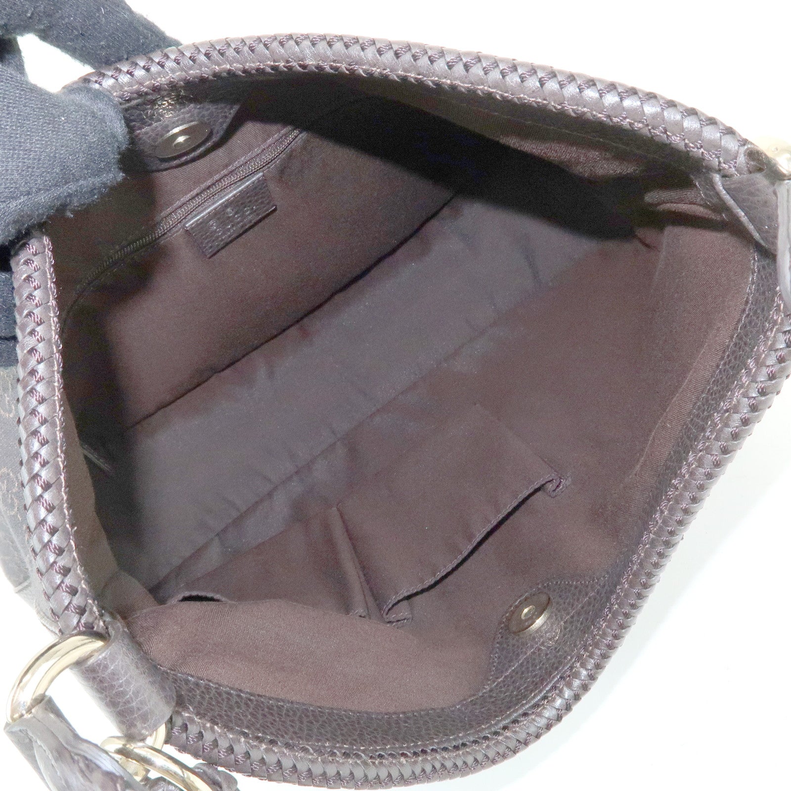 GUCCI GG Denim Leather Shoulder Bag Hand Bag Brown 336659