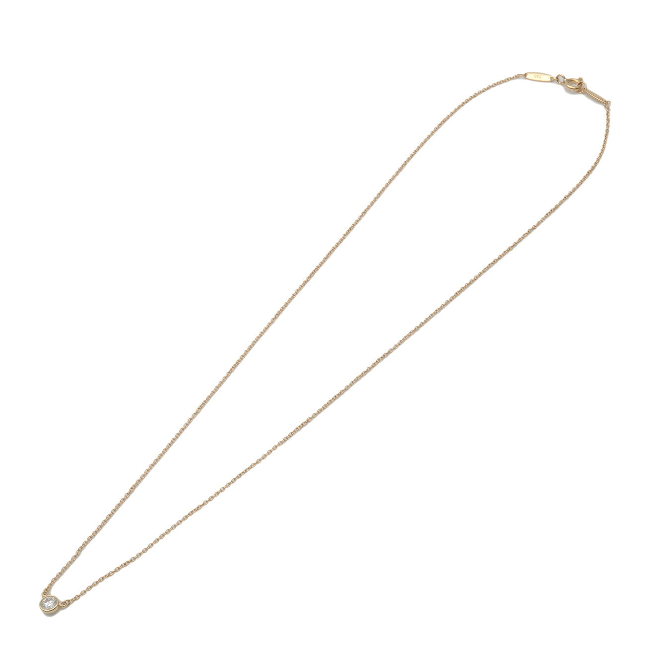 Tiffany & Co By The Yard 1P Diamond Necklace K18 750YG Yellow Gold