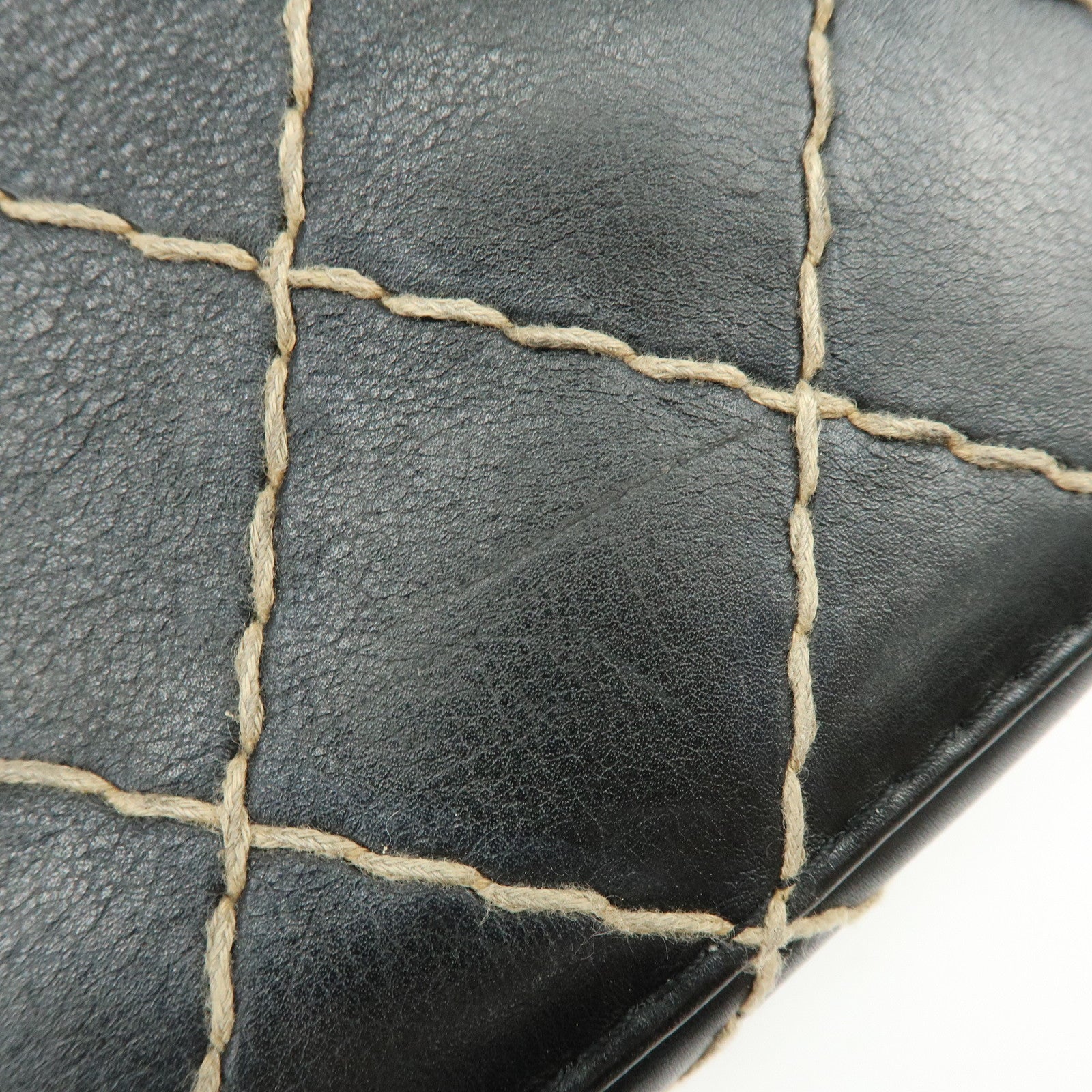 CHANEL Wild Stitch COCO Mark Calf Skin Hand Bag Boston Bag Black A14692