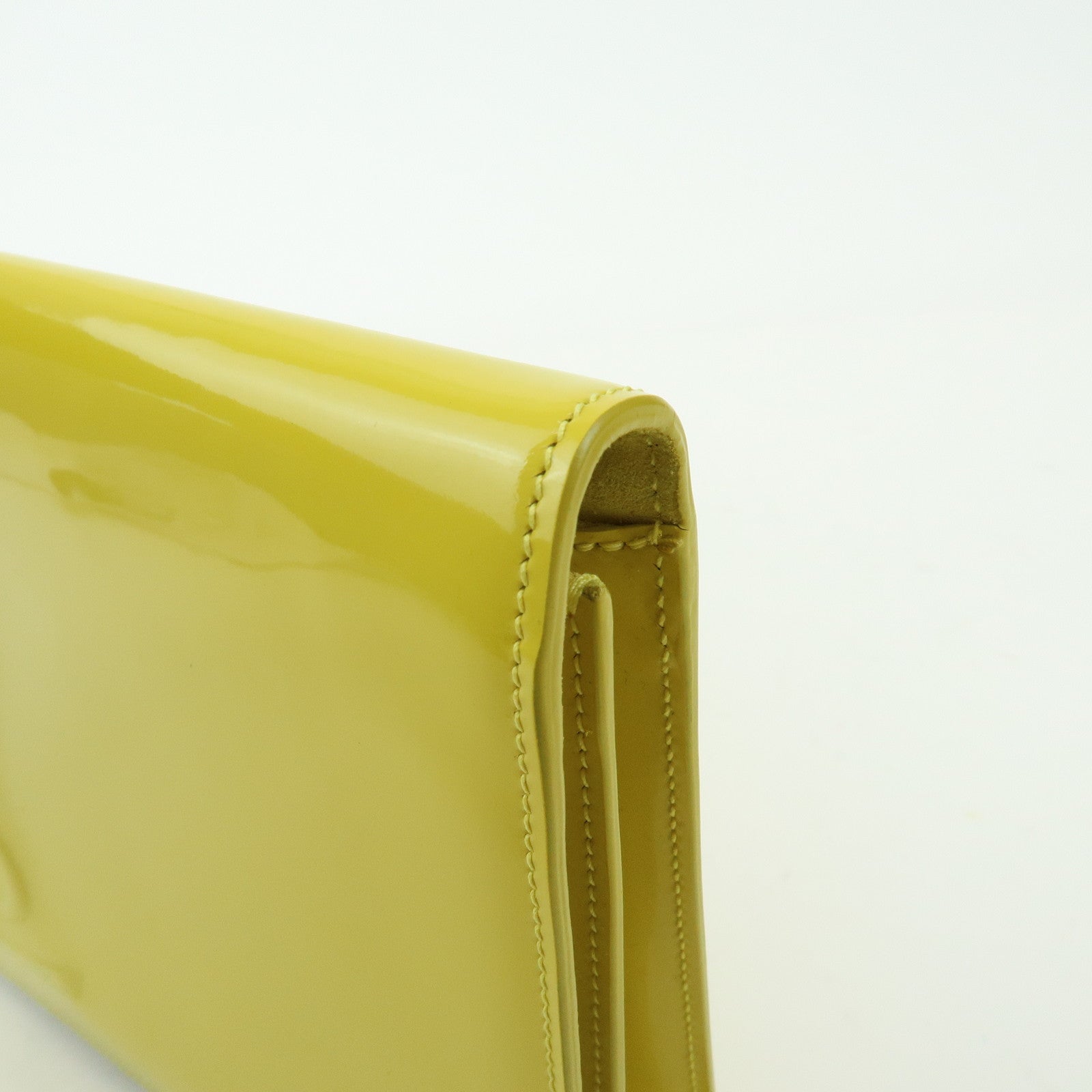 SAINT LAURENT PARIS Cassandra Patent Leather Clutch Bag Yellow 361120