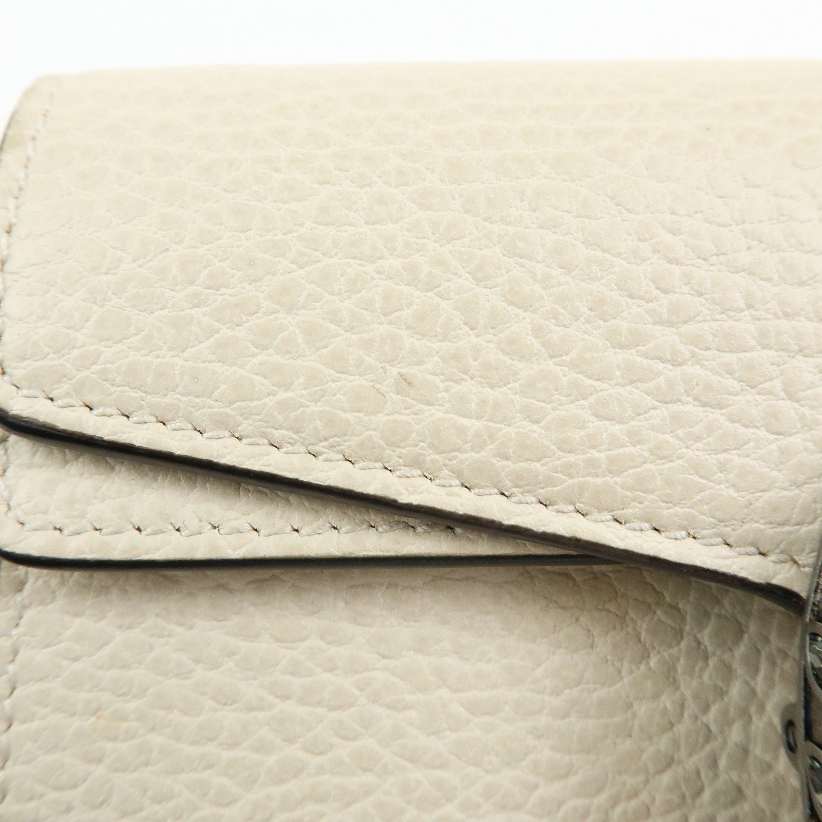 GUCCI Dionysus Super Mini Bag Leather Chain Shoulder Bag White 476432