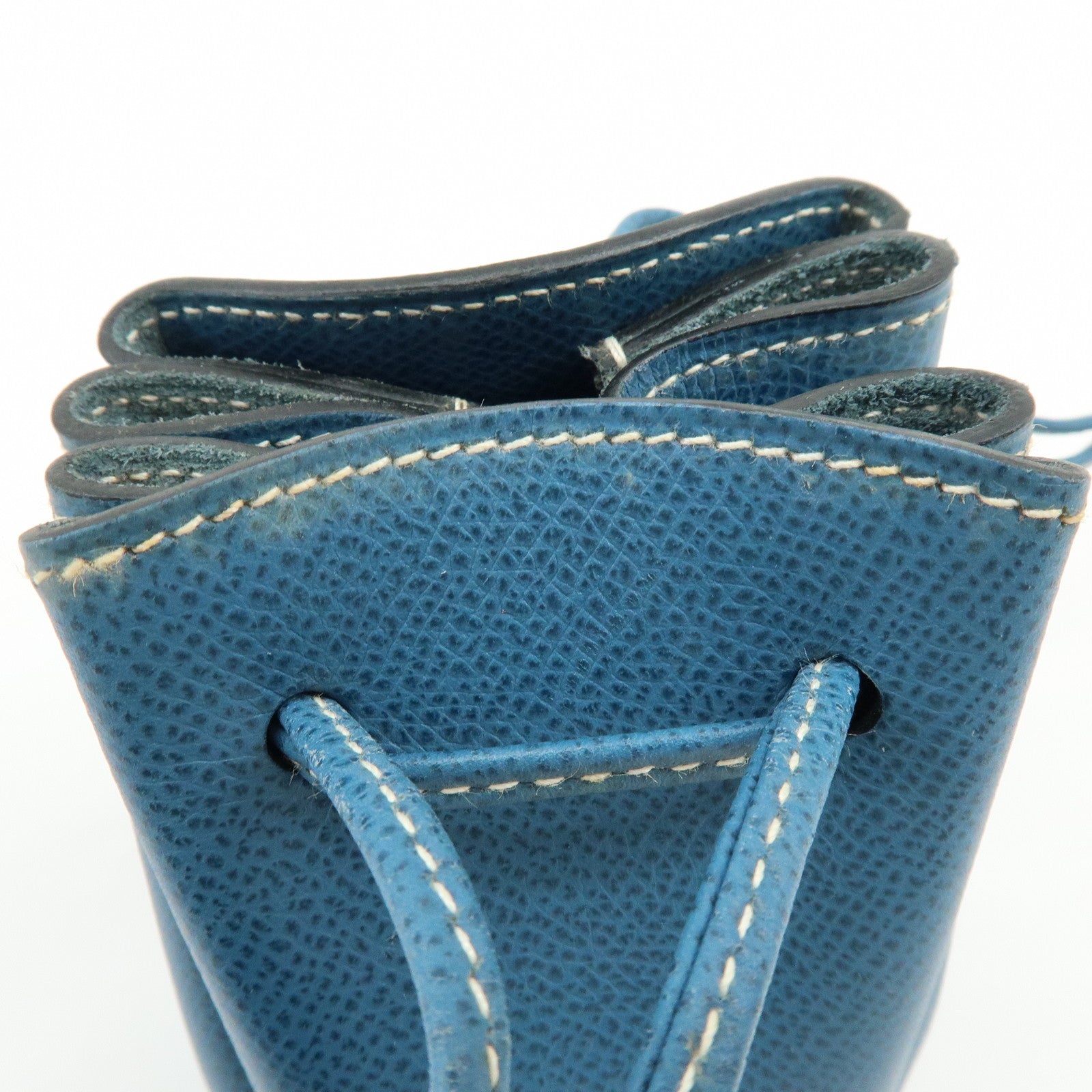 HERMES Courchevel Leather Pouch Blue Jean □G Stamped Blue Jean
