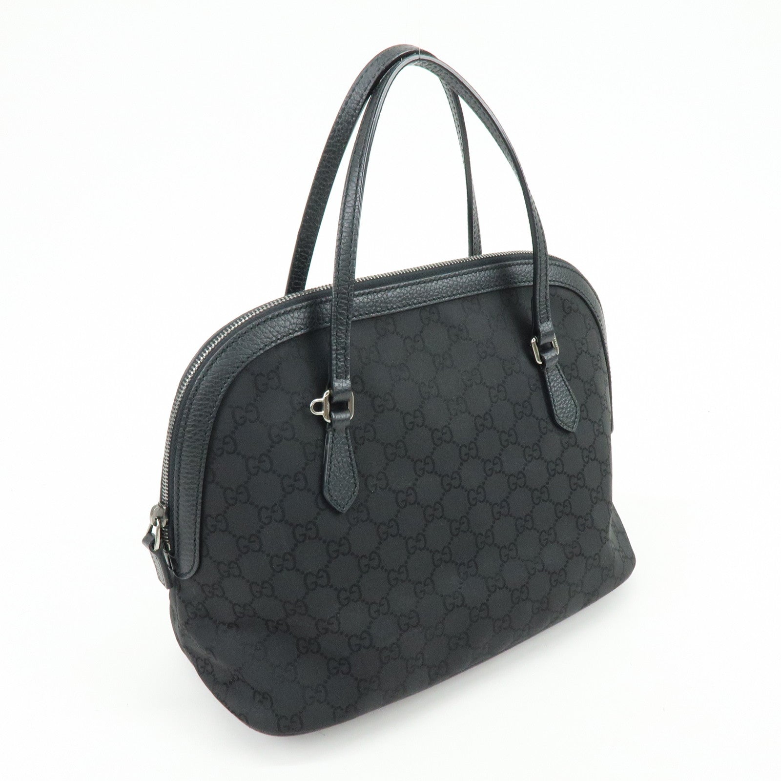GUCCI GG Nylon Leather 2Way Bag Hand Shoulder Bag Black 420023