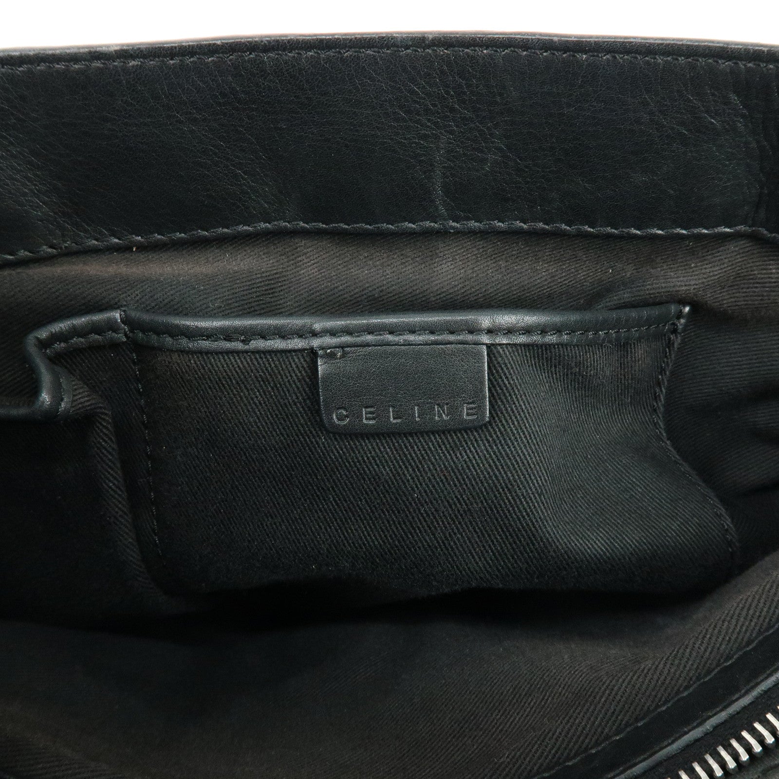 CELINE Macadam Boogie Bag Leather Hand Bag Tote Bag Black