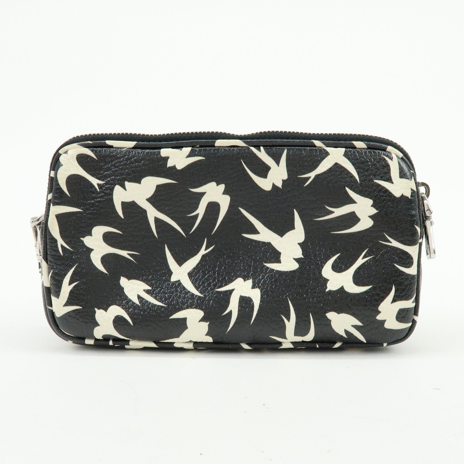 MIU MIU Swallow Madras Leather Shoulder Bag Black White 5ZH011