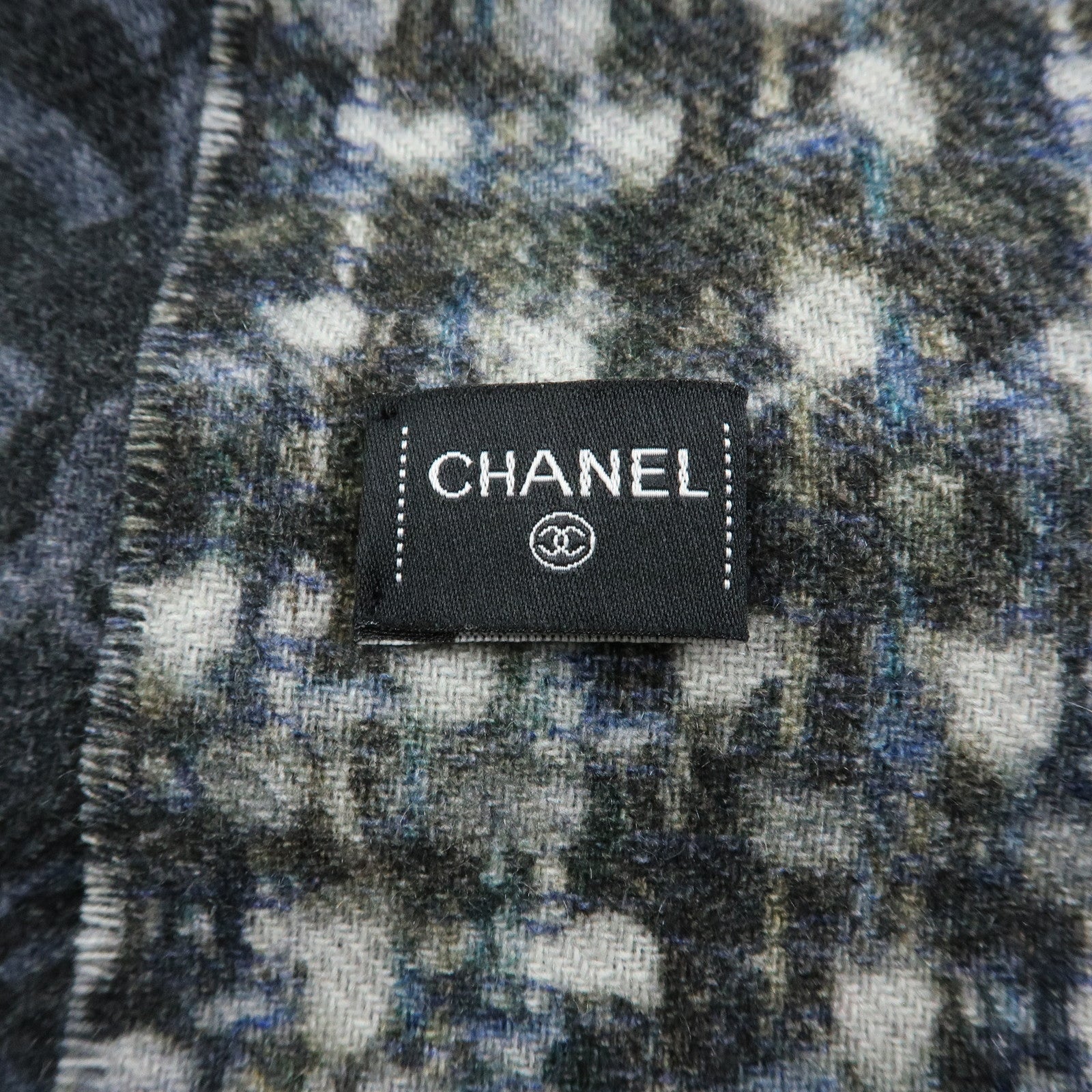 CHANEL COCO Mark Cashmere 100% Scarf Stole Shawl Navy
