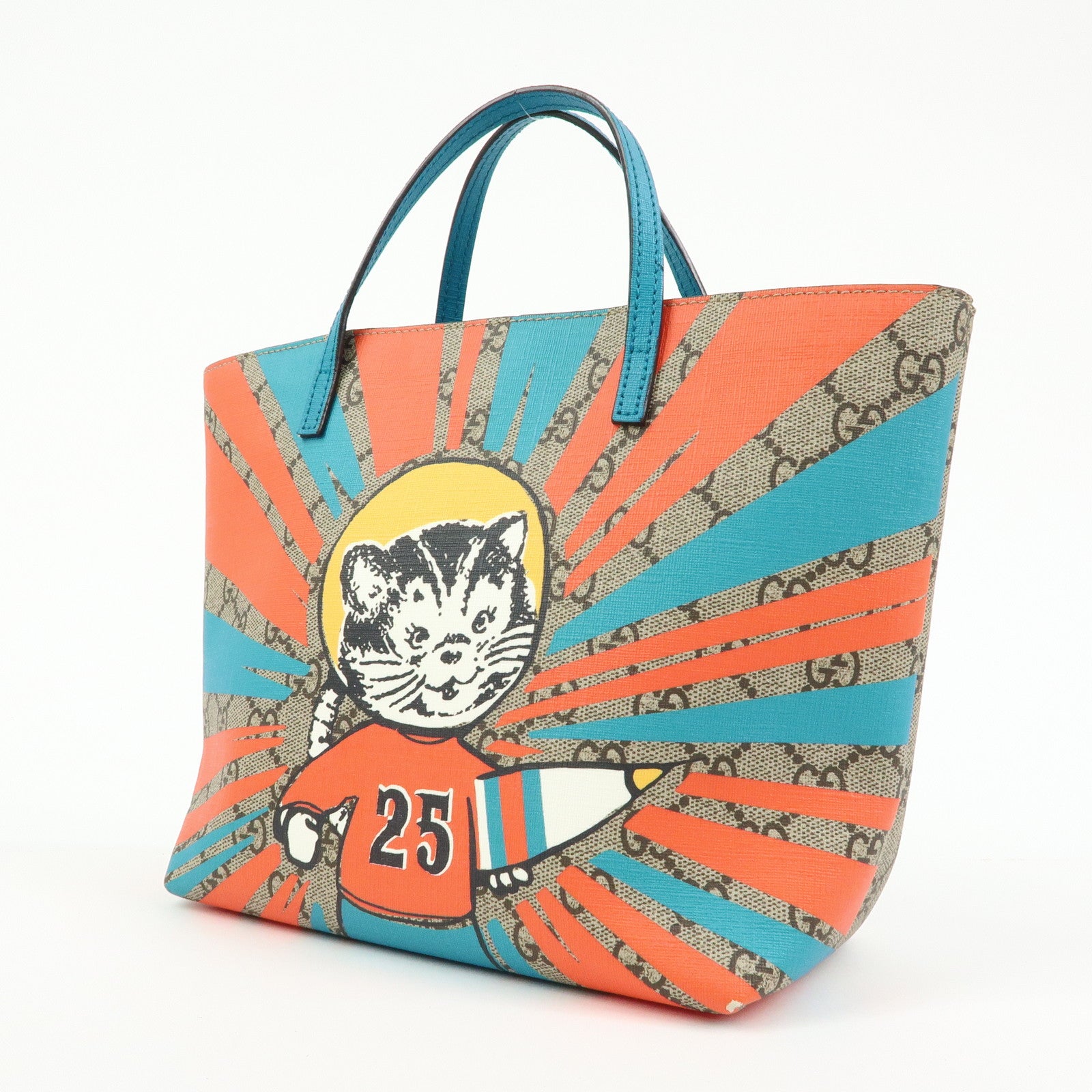 GUCCI Children's GG Supreme Tote Bag Hand Bag Space Cat Beige