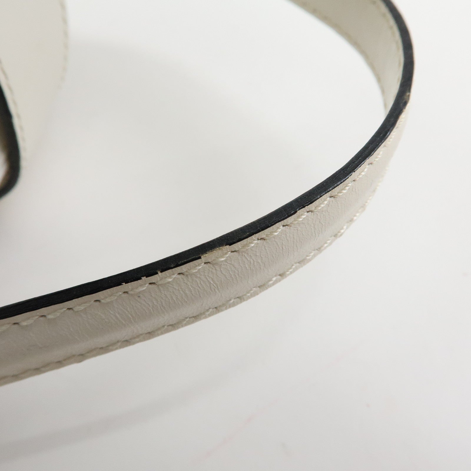 Loewe Logo Round Leather Hand Bag White