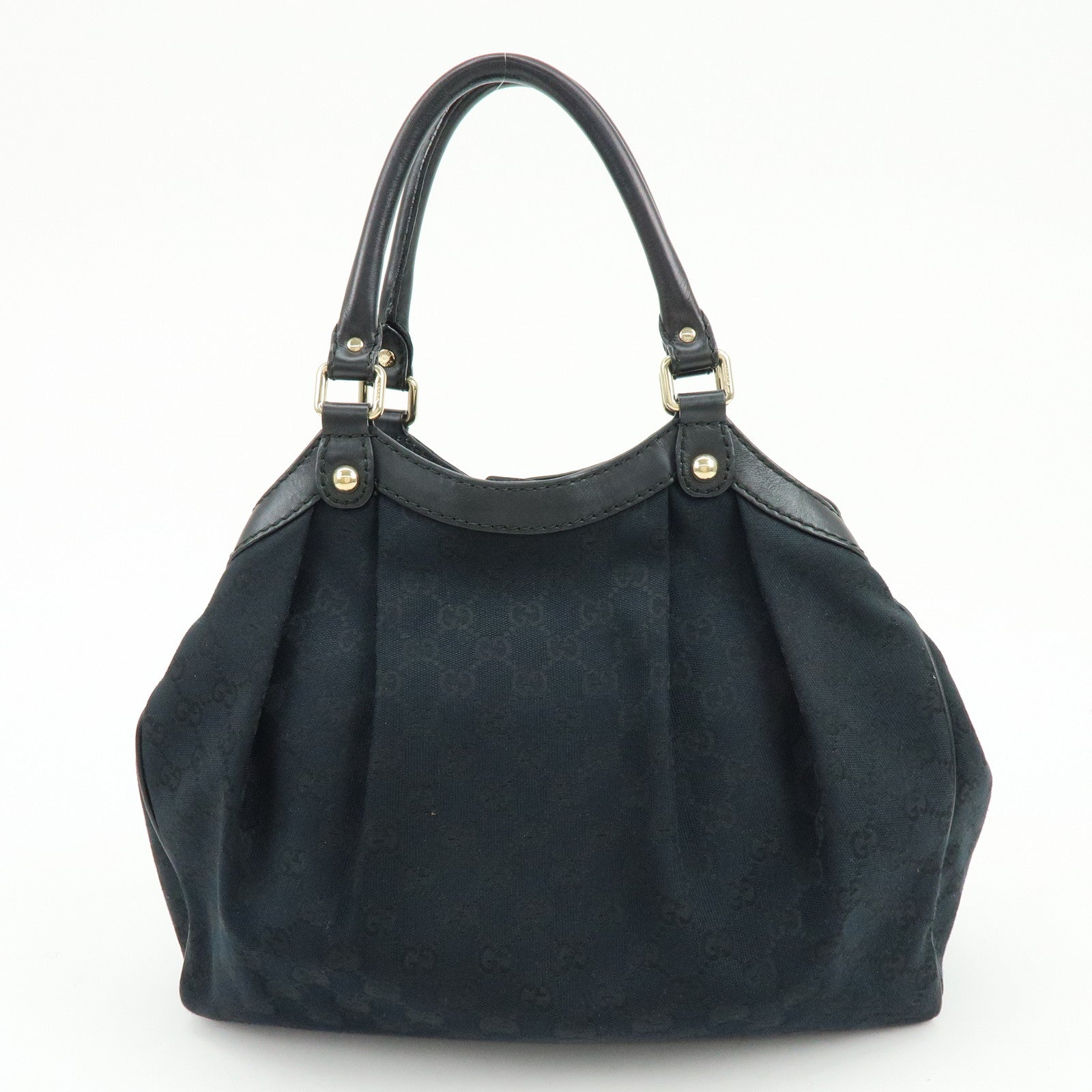 GUCCI Sukey GG Canvas Leather Tote Bag Hand Bag Black 211944