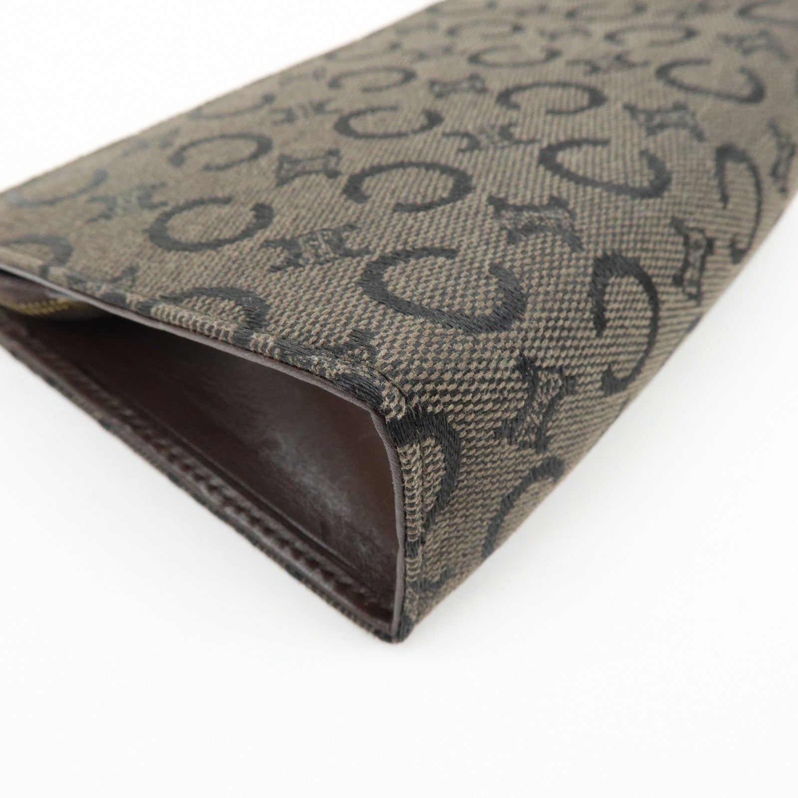 CELINE C Macadam Canvas Mini Cosmetic Pouch Makeup Bag Brown
