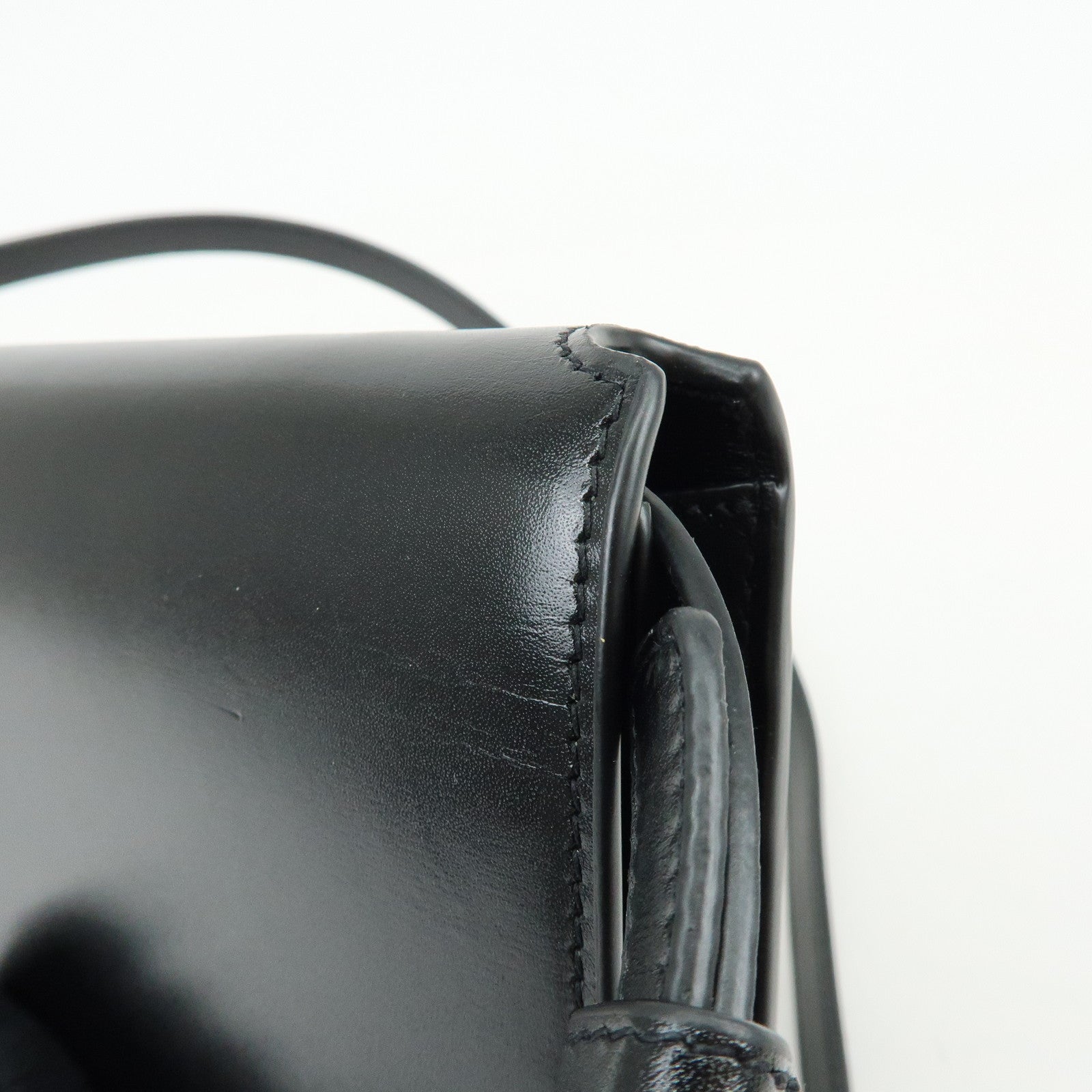 SAINT LAURENT PARIS Calf Leather Flap Shoulder Bag Black 769162