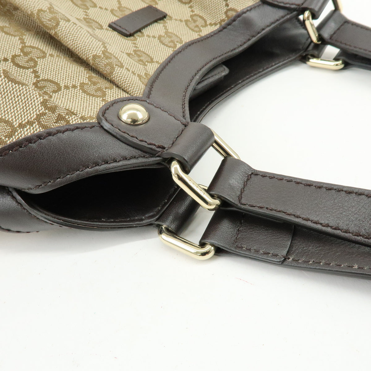 GUCCI GG Canvas Leather Hand Bag Shoulder Bag Toe Bag Brown 388919