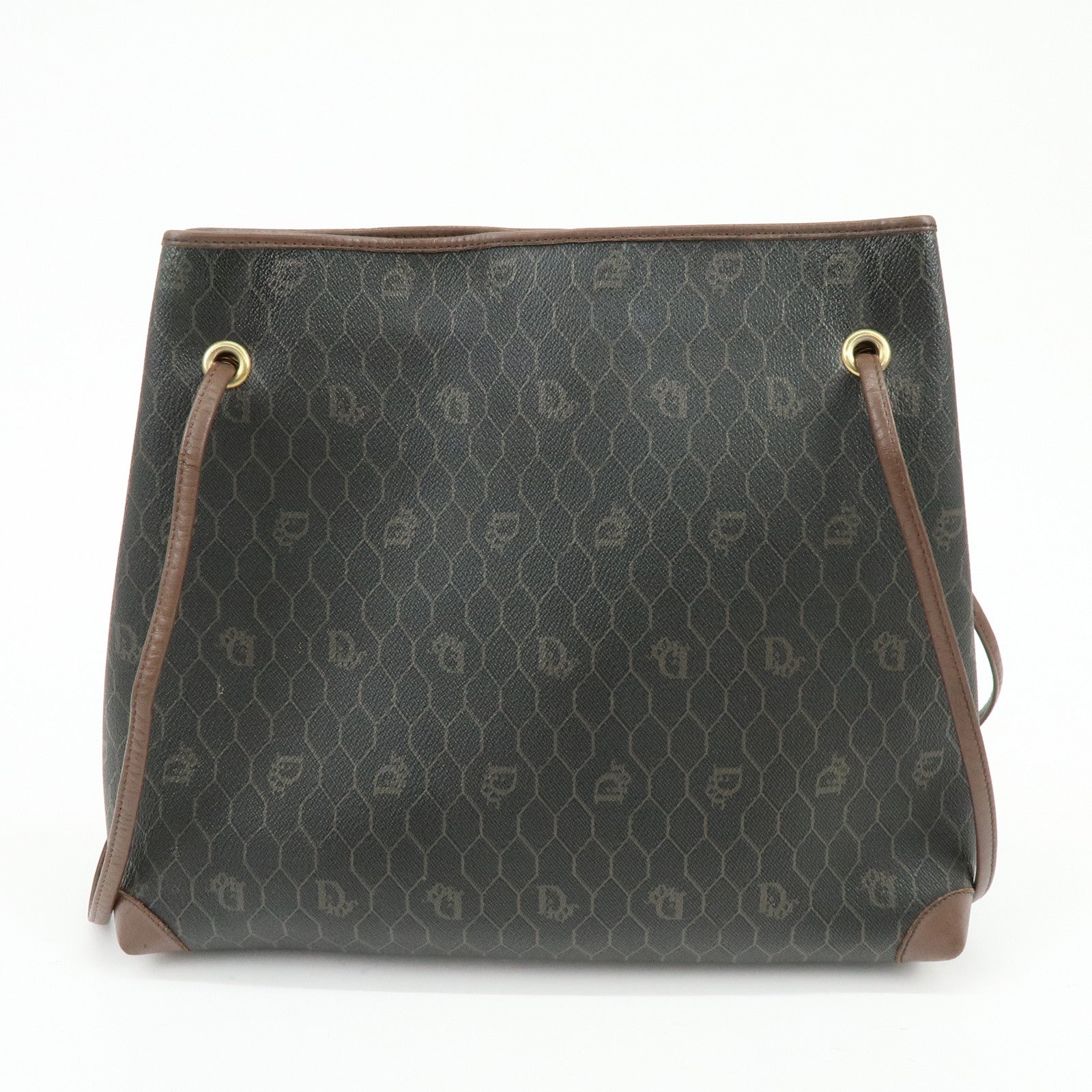 Christian Dior Honeycomb PVC Leather Shoulder Bag Brown Black