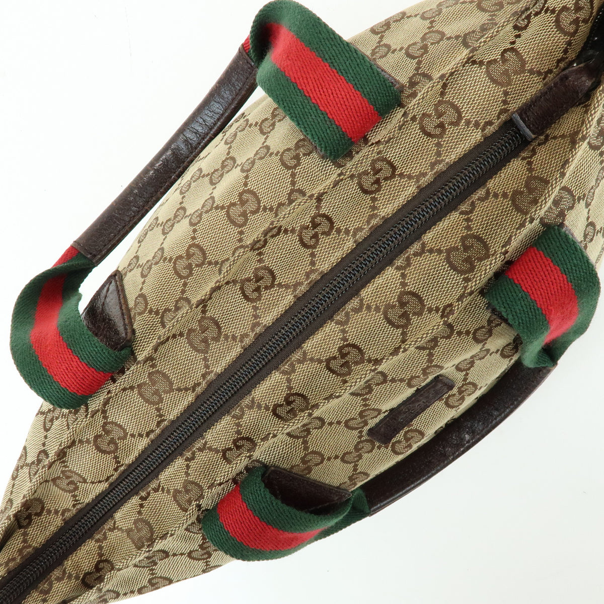GUCCI Sherry GG Canvas Leather Tote Bag Hand Bag Beige Brown 131228