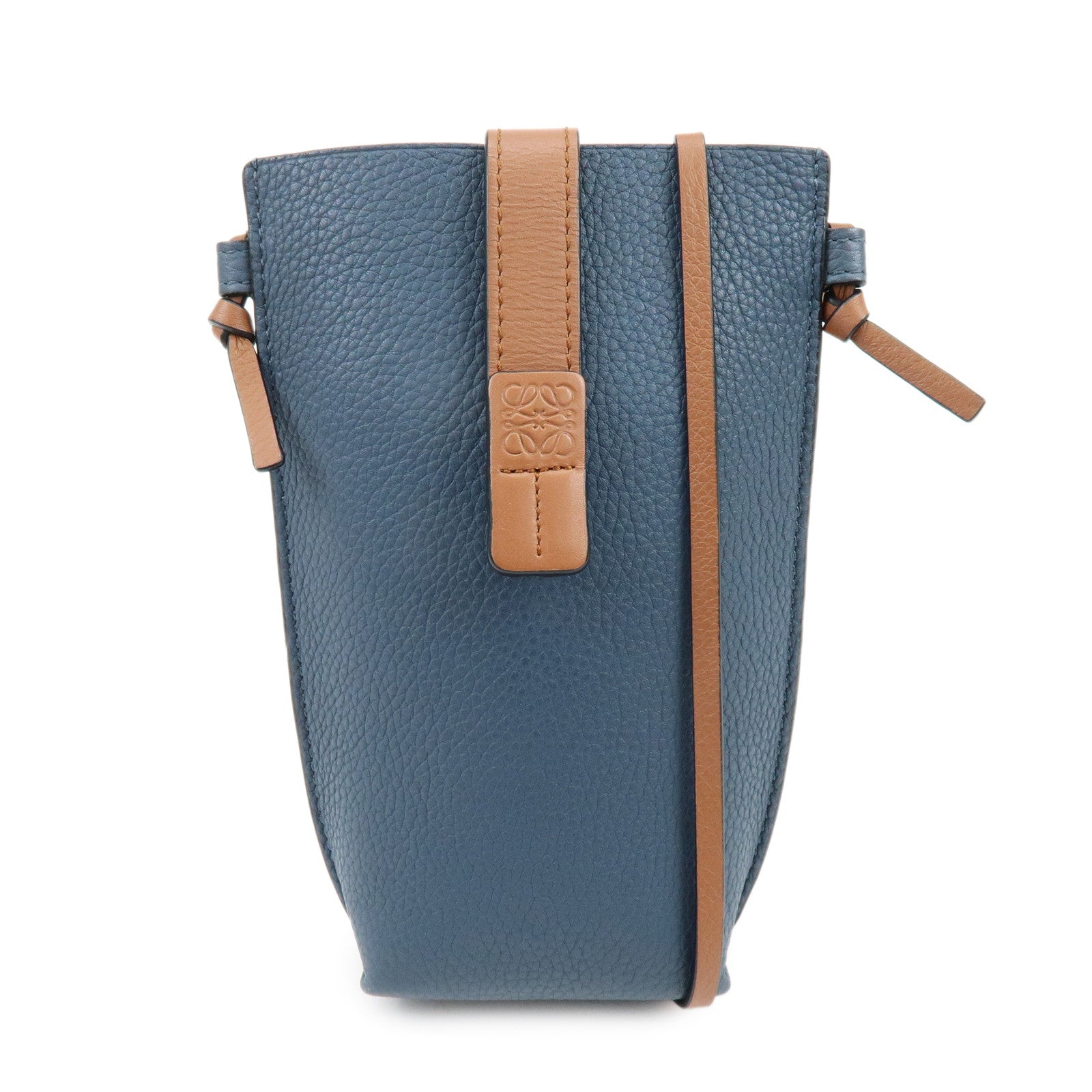 LOEWE Anagram Leather Mini Shoulder Bag Crossbody Bag Blue Brown