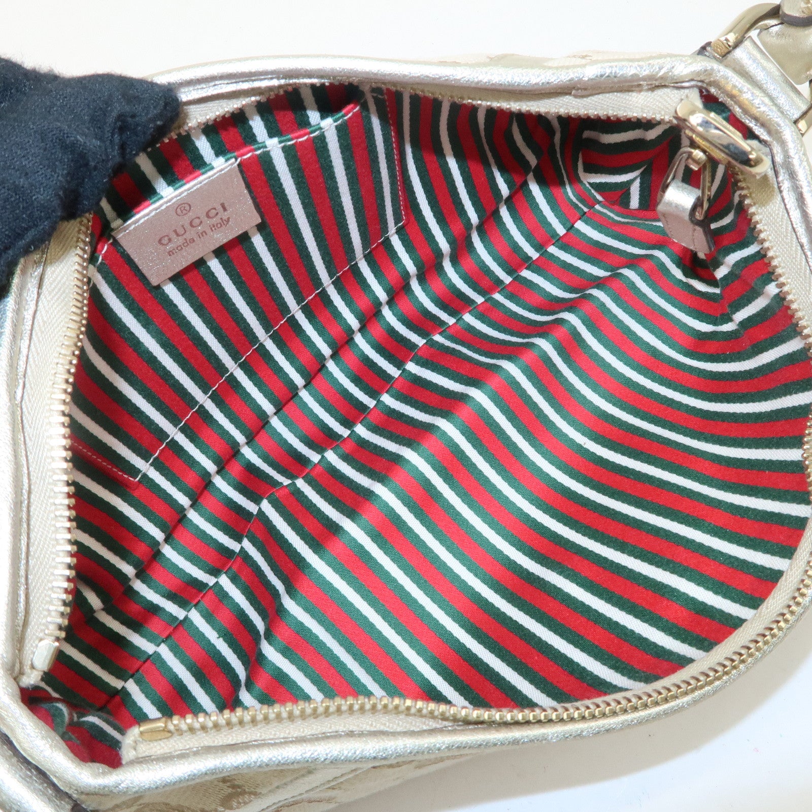 GUCCI Abbey GG Canvas Leather Shoulder Bag Beige Ivory 130939 Used