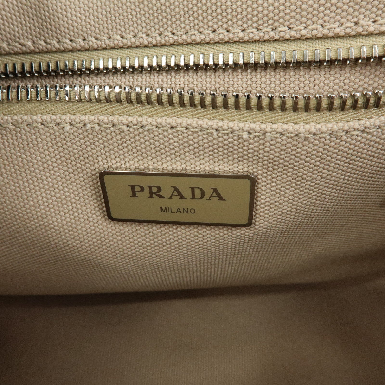 PRADA Canapa Triangle Logo Canvas 2Way Hand Bag Shoulder Bag Beige