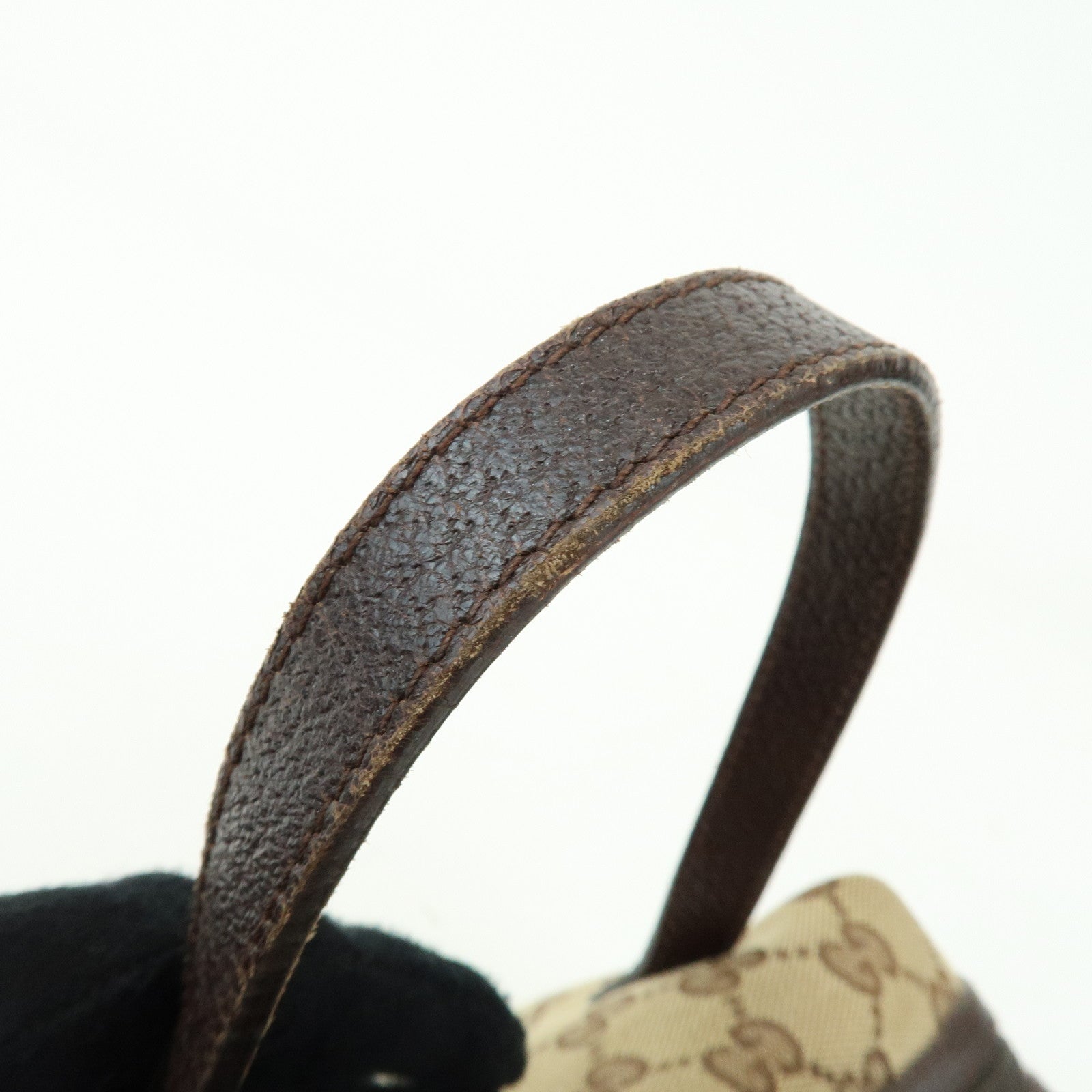 GUCCI GG Canvas Leather Hand Bag Mini Boston Bag Beige Brown 124542