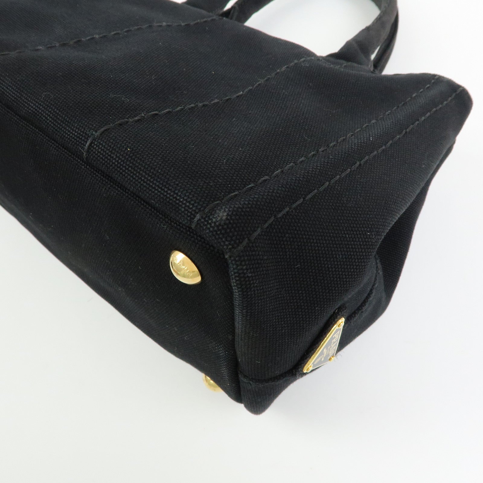 PRADA Triangle Log Canapa Mini Canvas 2Way Bag Hand Bag 1BG439