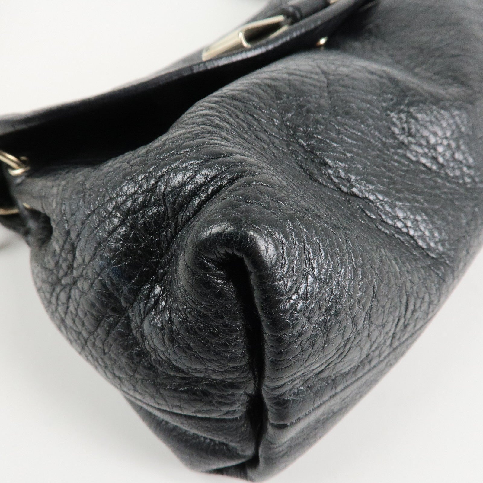 Chloe Lily Metal Ribbon Leather 2Way Shoulder Bag Hand Bag Black Used