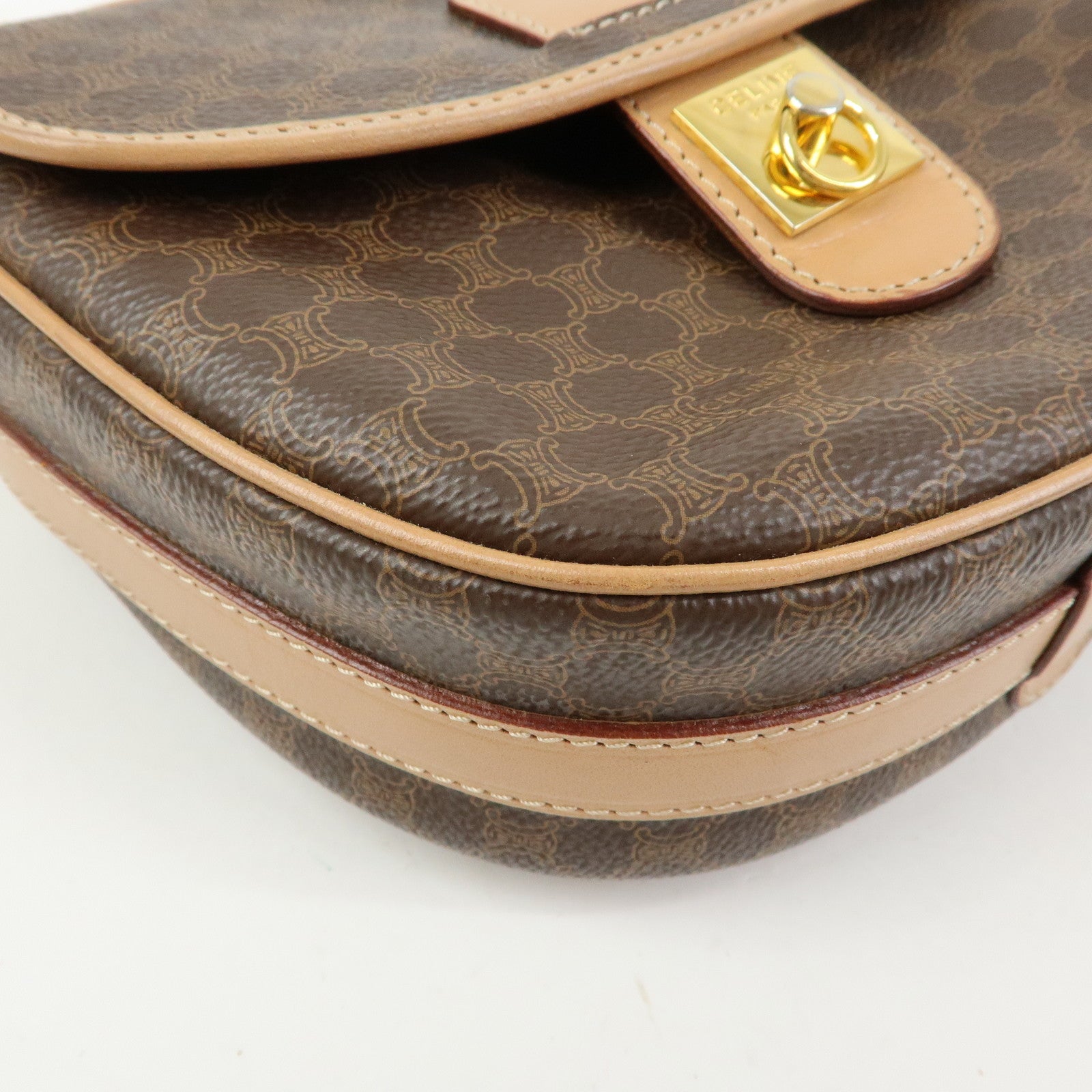 CELINE Macadam PVC Leather Shoulder Bag Crossbody Bag Brown
