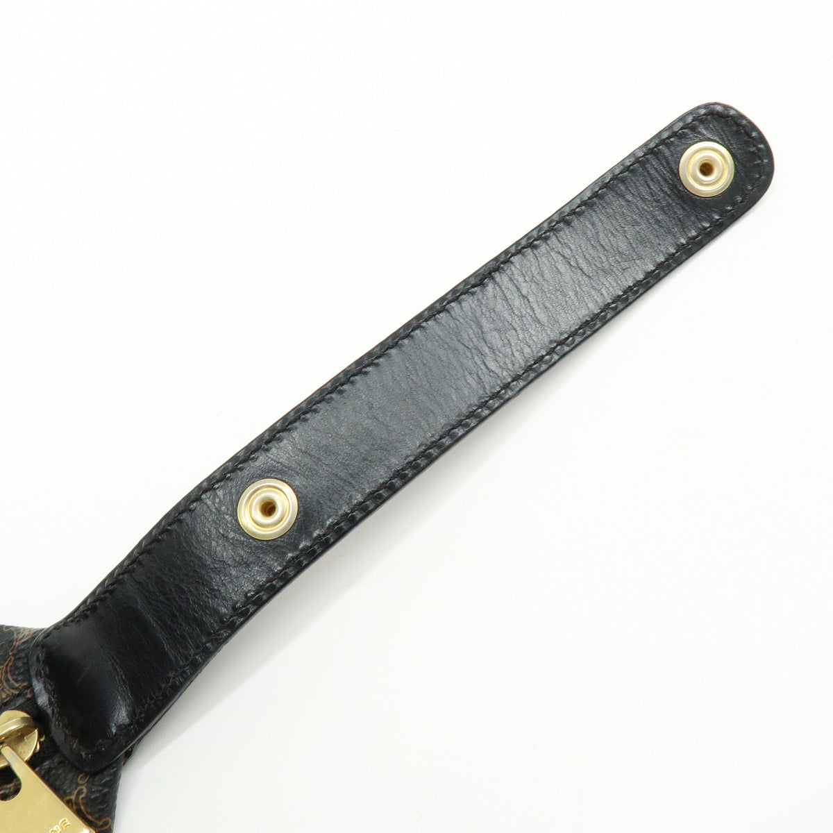 CELINE Macadam PVC Leather Hand Bag Pouch Black Brown