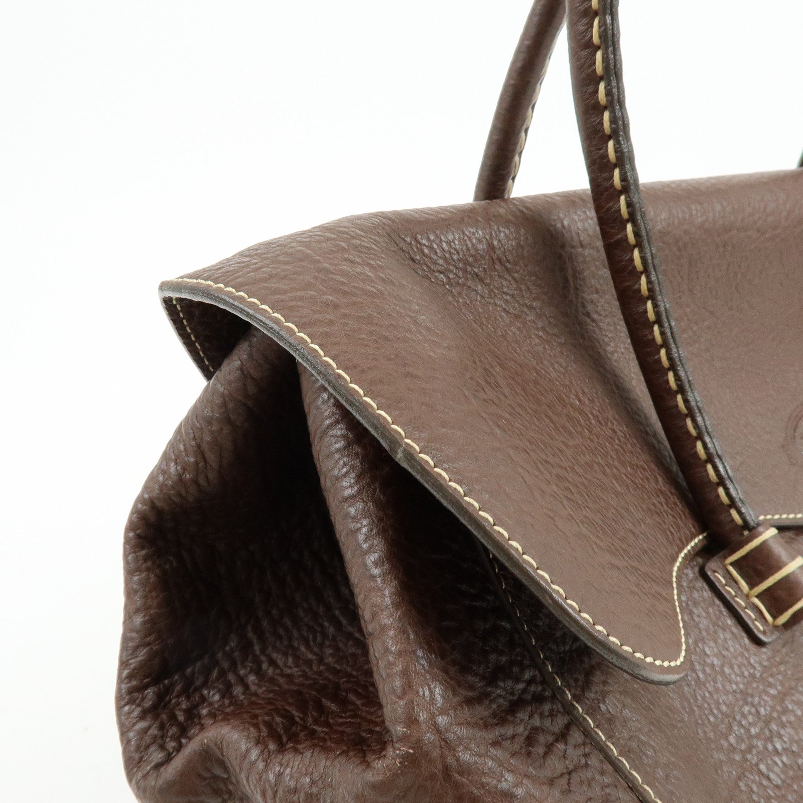 TOD'S Corniche Wave Leather Shoulder Bag Hand Bag Brown