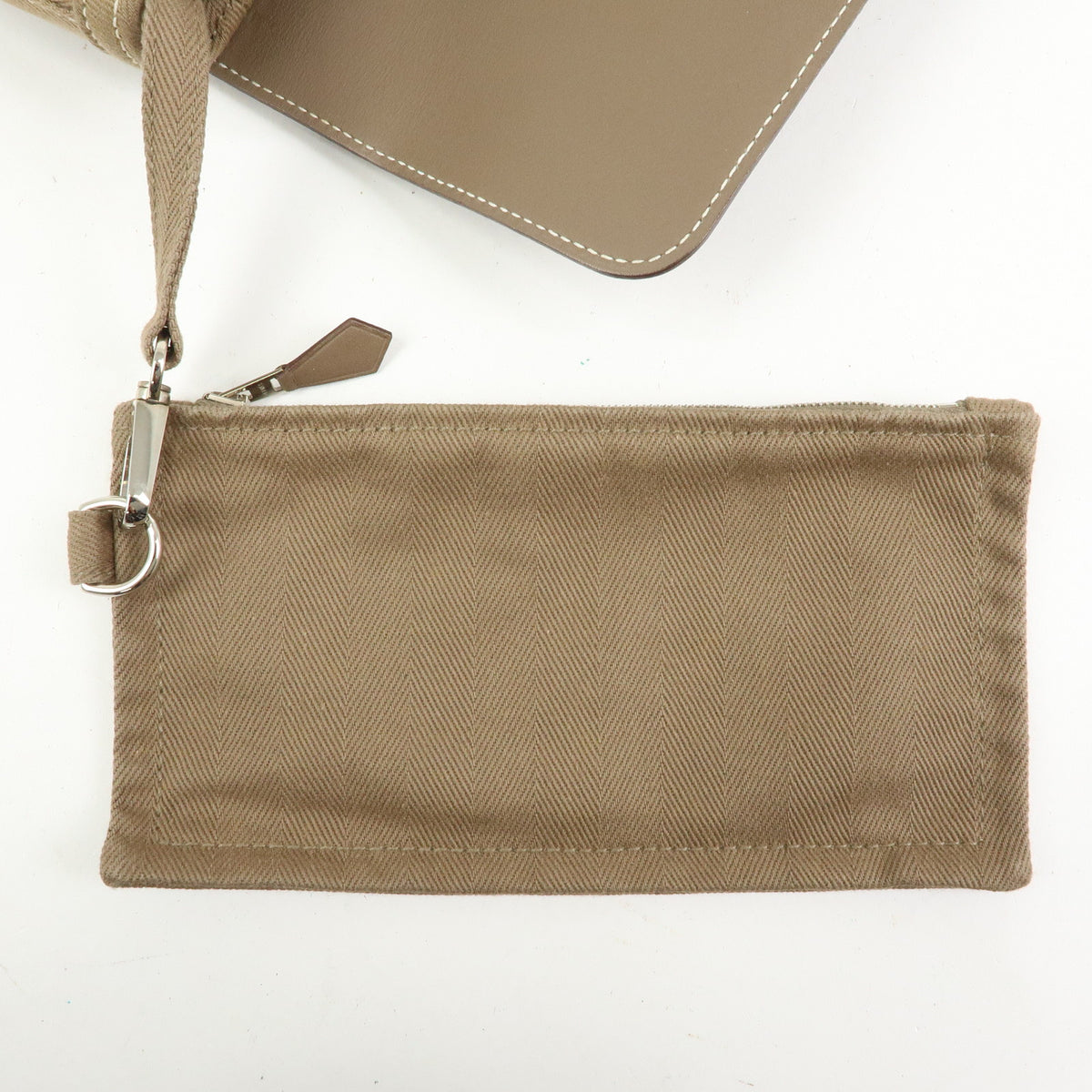 HERMES Valparaiso Long PM Calf Skin Tote Bag Hand Bag Etoupe