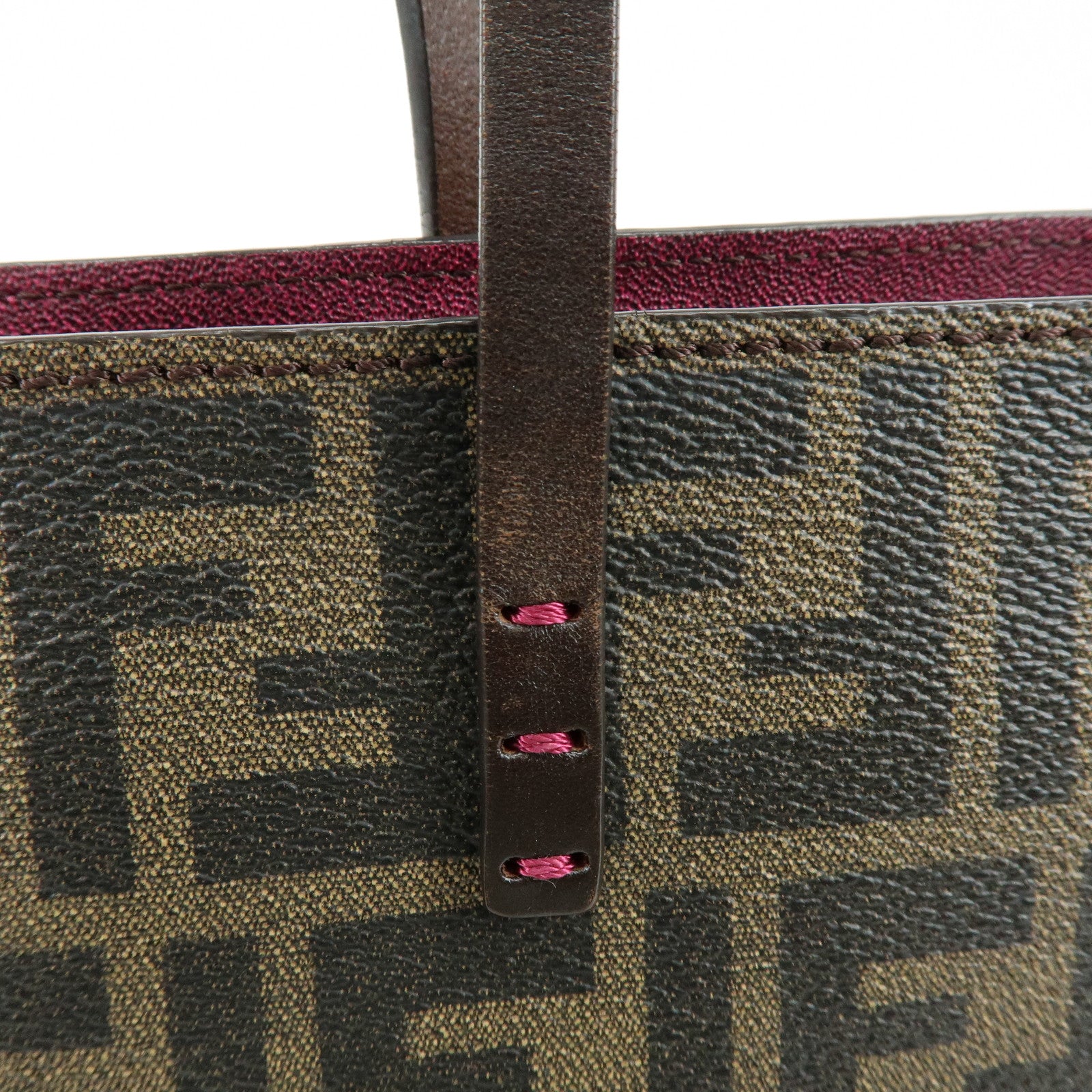 FENDI Zucca PVC Leather Tote Bag Shoulder Bag Brown Black 8BH198