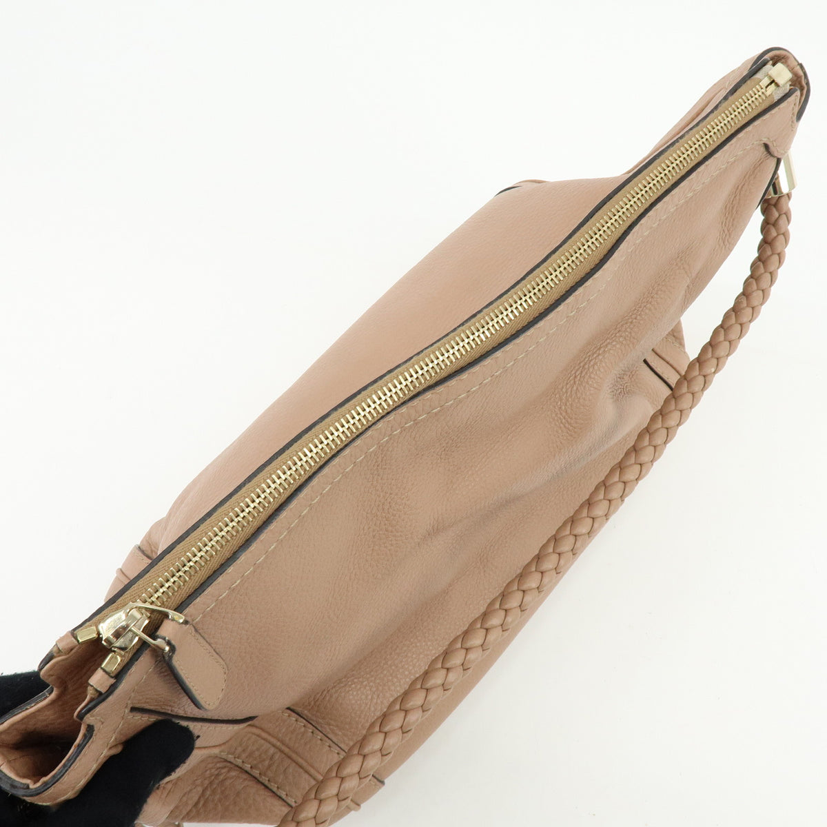 GUCCI Bamboo Leather Shoulder Bag Tassel Charm Pink Beige 269949
